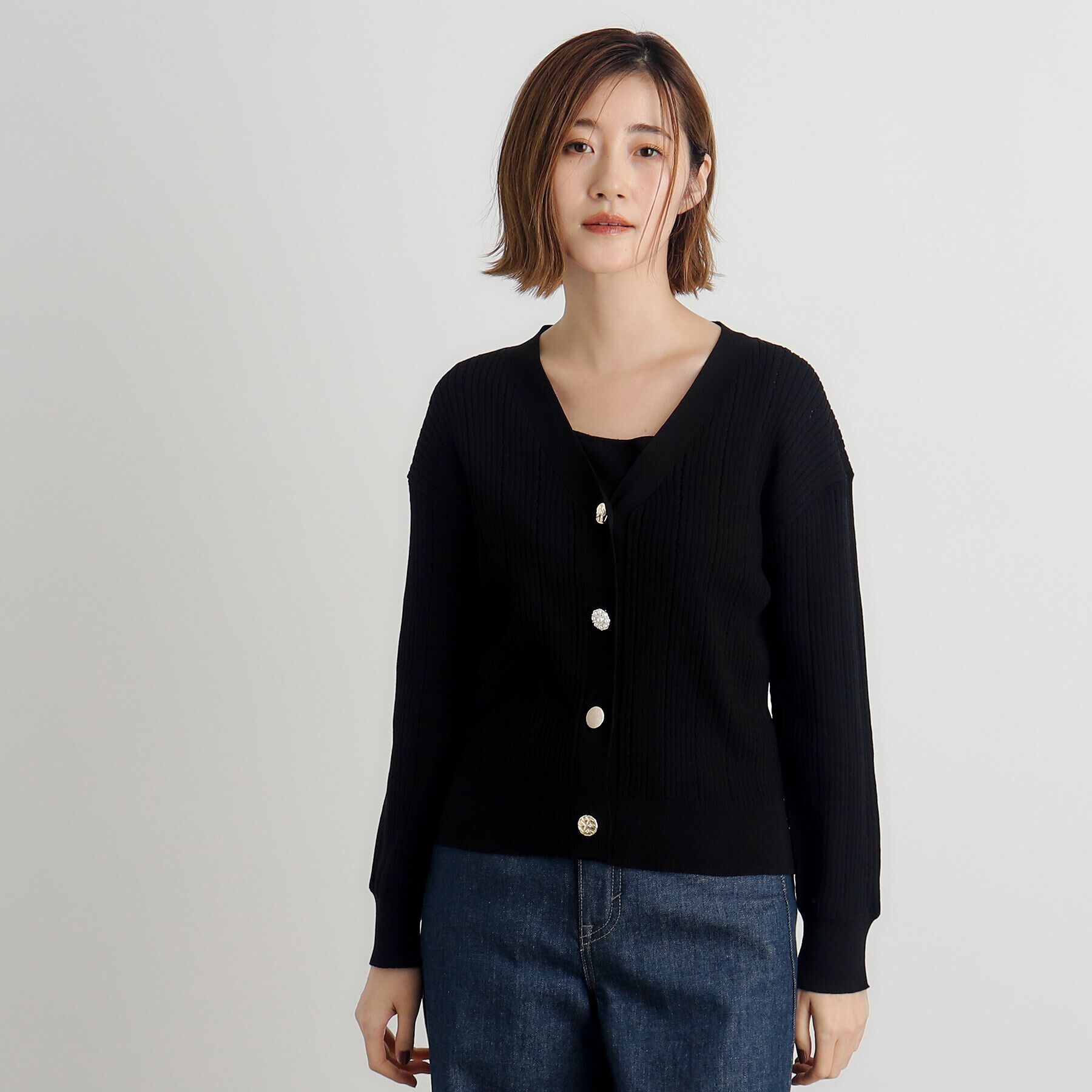 grove「多ボタン透かしニットカーディガン」|カーディガン|