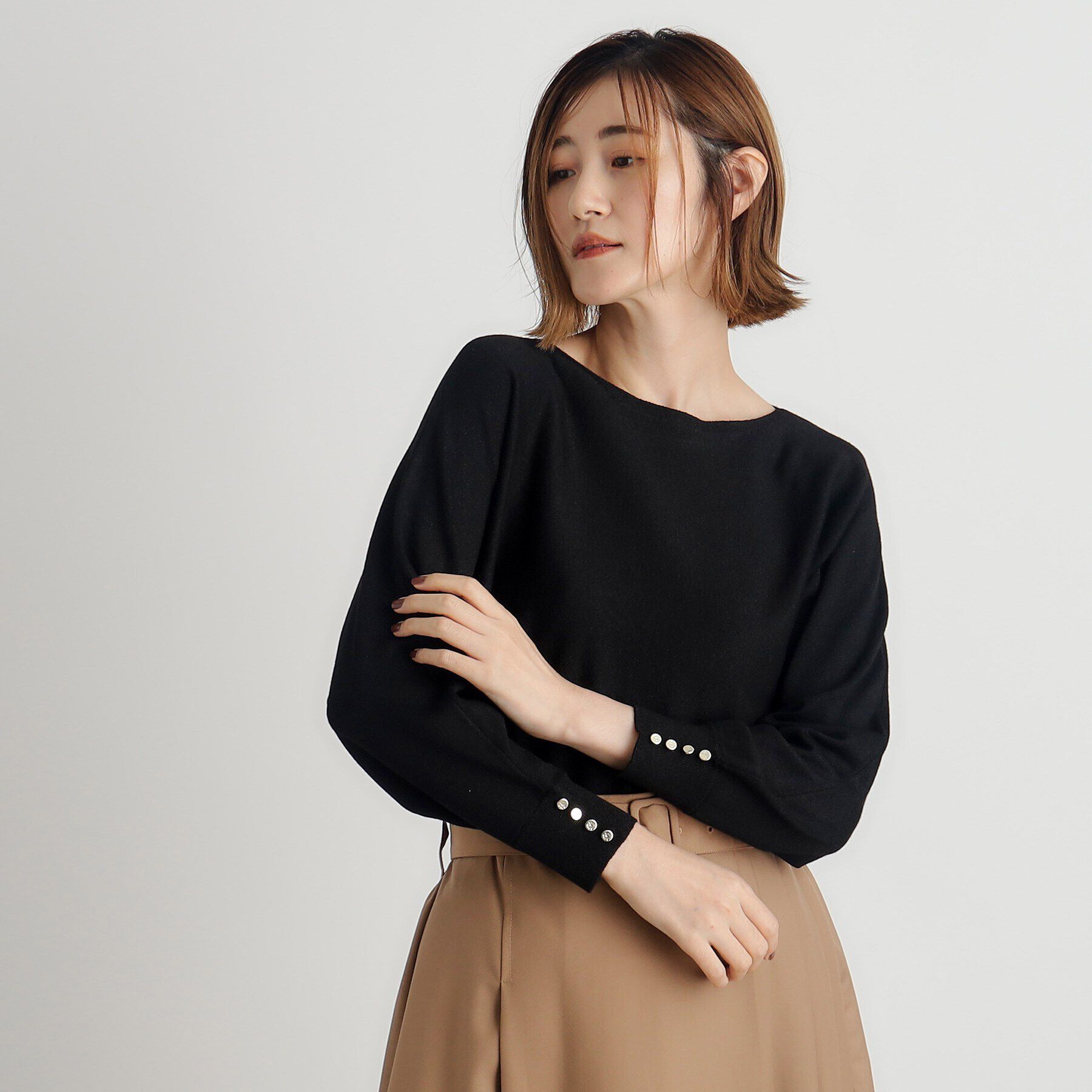 grove「ラメドルマンニットプルオーバー」|ニット・セーター|ブラック(019)