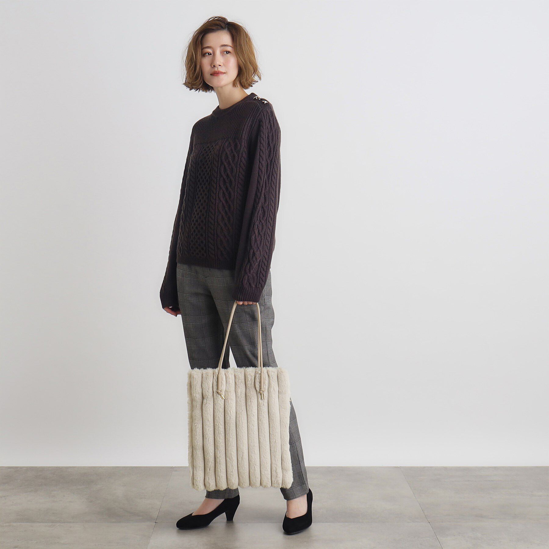 grove「【A4】ノットハンドルストライプエコファートート」|トートバッグ|