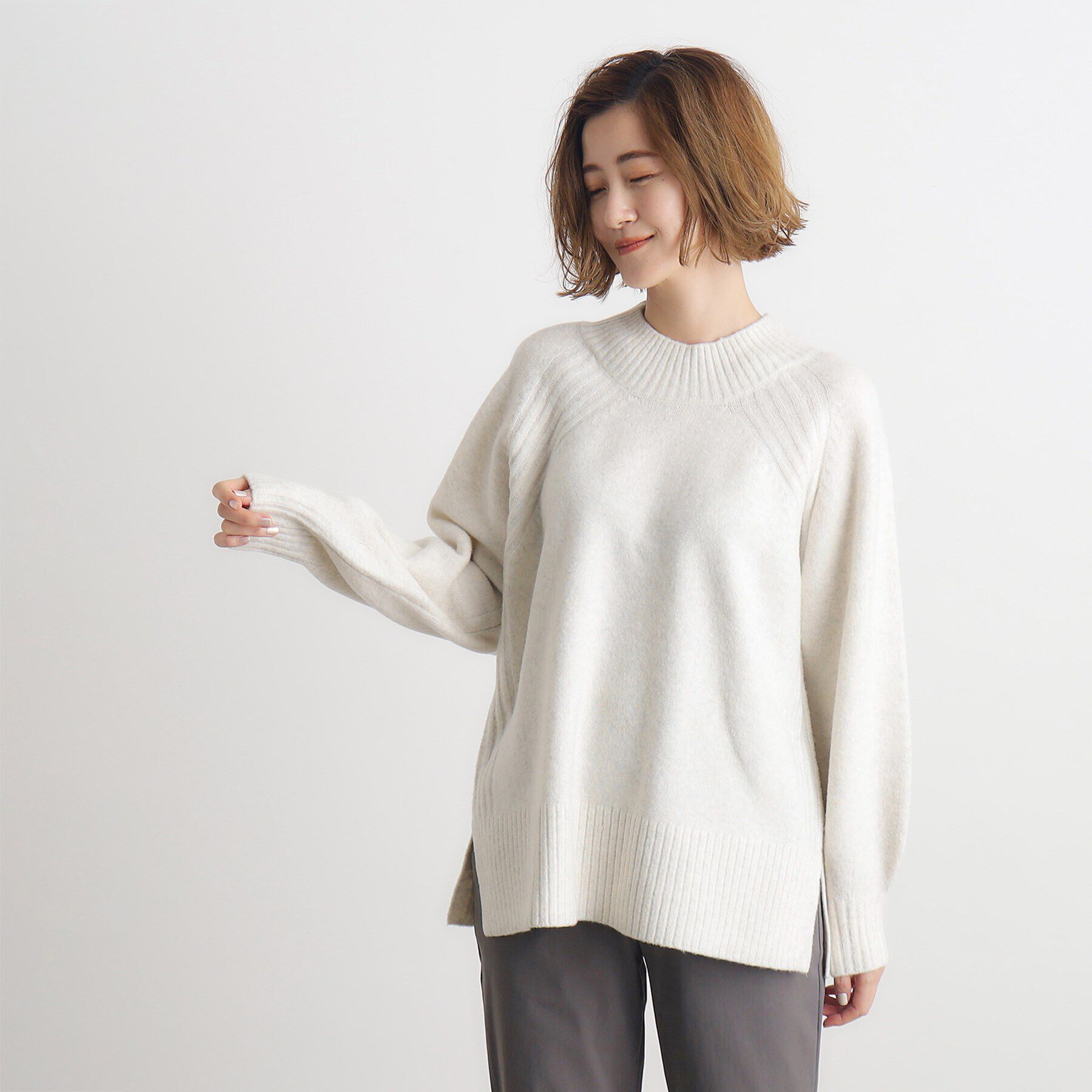 grove「【洗える】ミルドライクウール混天竺プルオーバー」|ニット・セーター|
