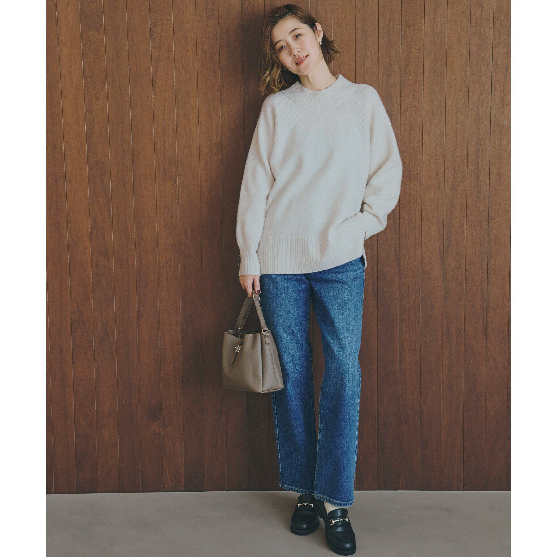 grove「【洗える】ミルドライクウール混天竺プルオーバー」|ニット・セーター|