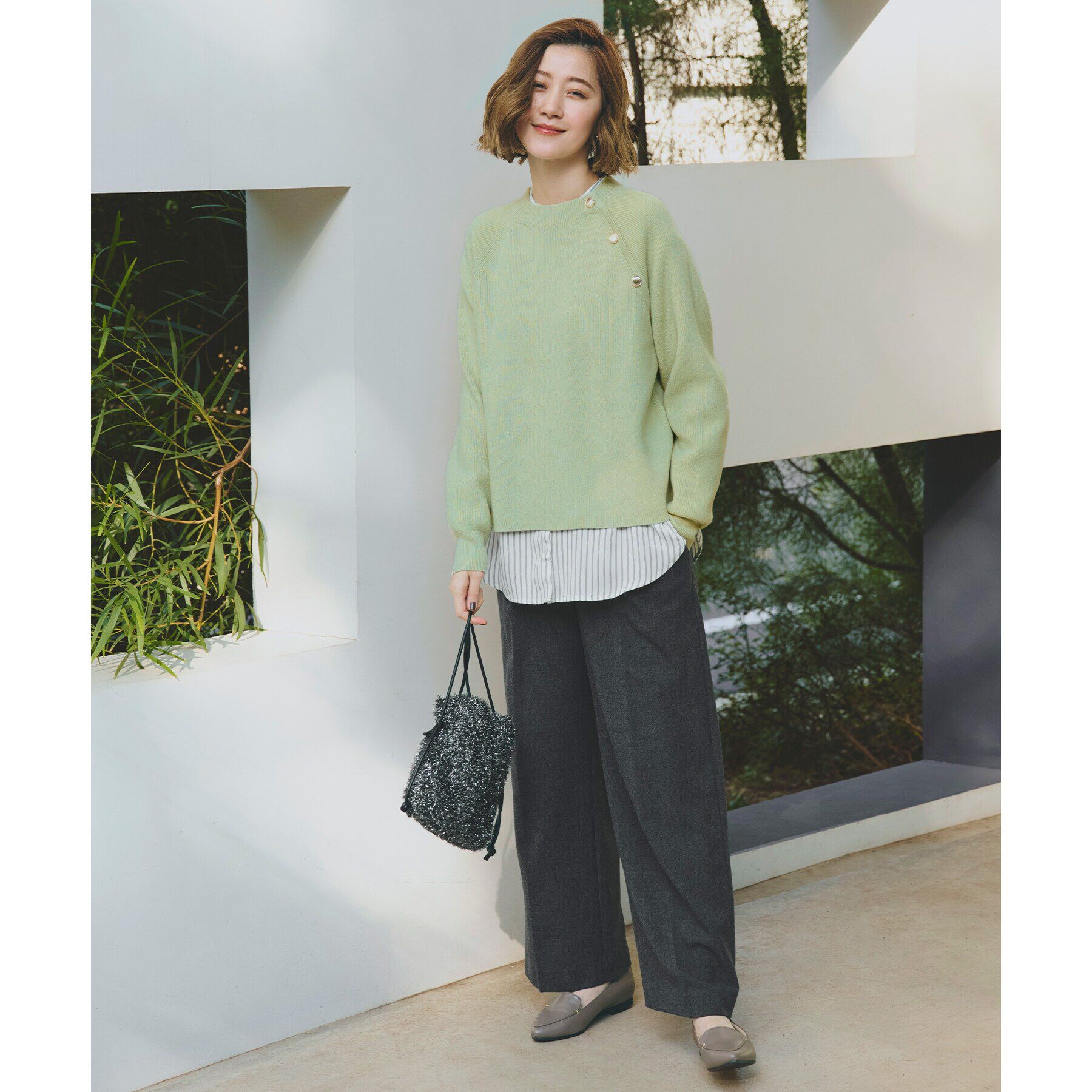 grove「肩釦ラグランスリーブプルオーバー」|ニット・セーター|