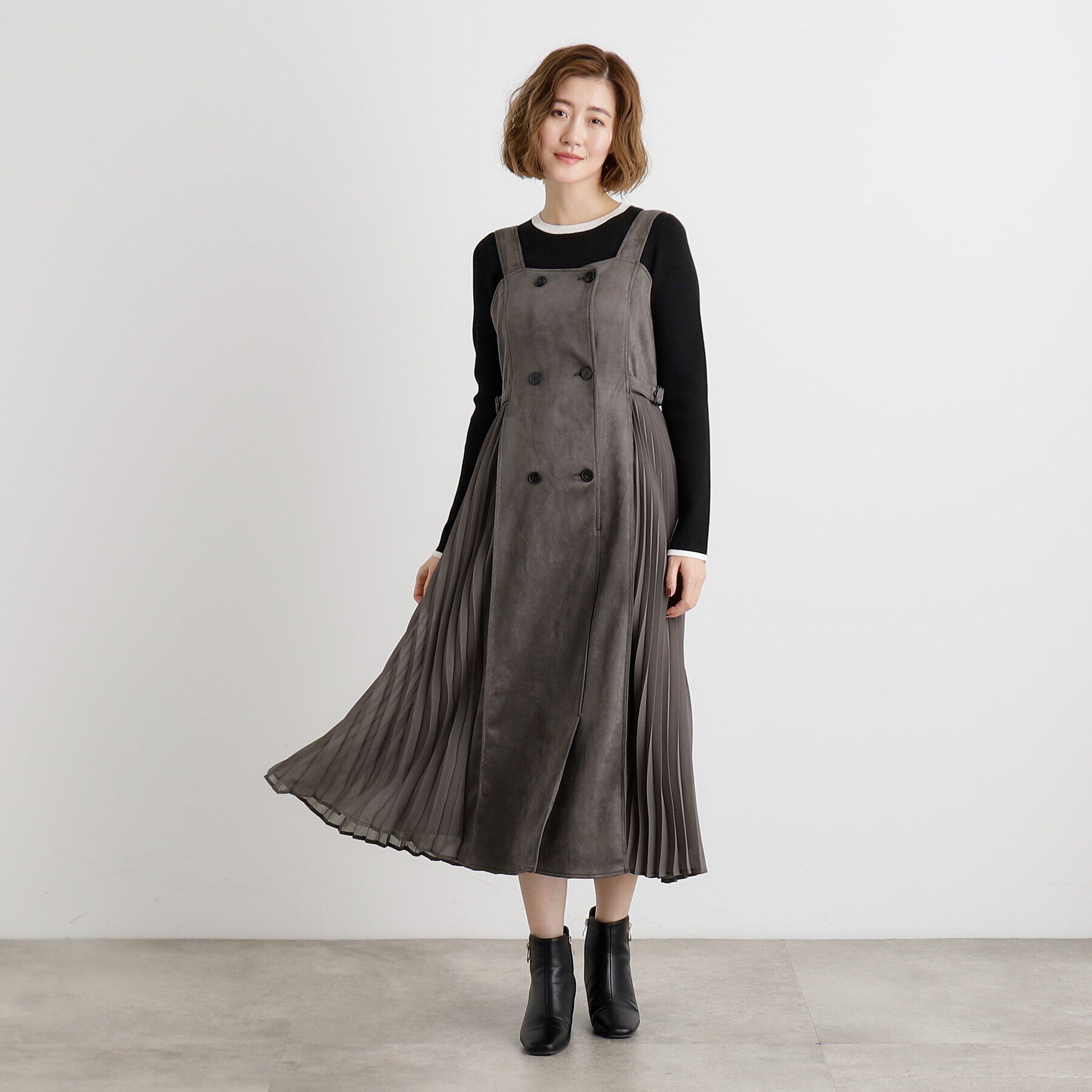 grove「マシュマロタッチサイドプリ―ツワンピース」|ワンピース|