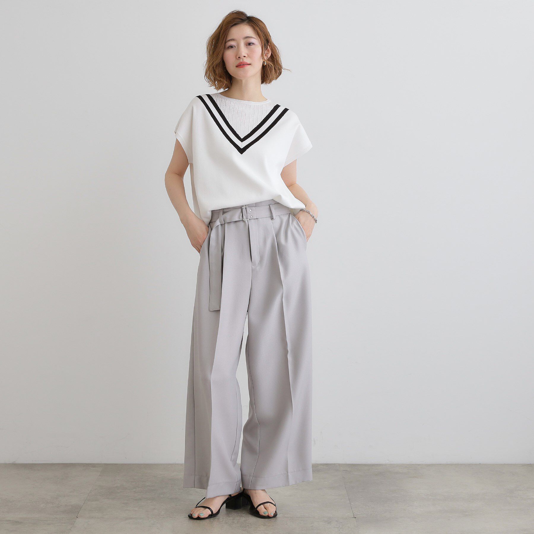 grove「繊細な透かし編みが上品な大人のチルデンニット」|ニット・セーター|