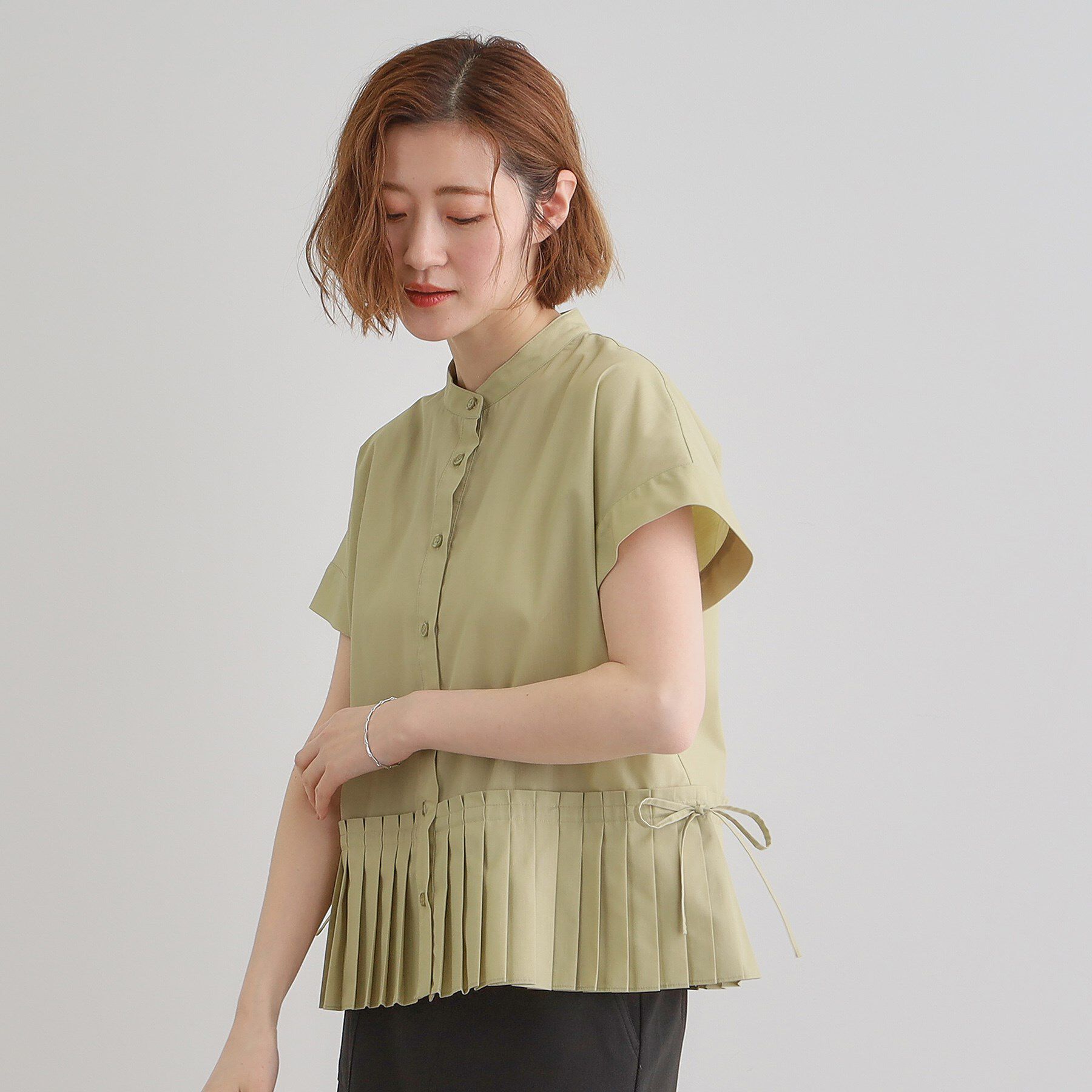 grove「キレイに見えて嬉しい 裾プリーツシャツ」|シャツ・ブラウス|