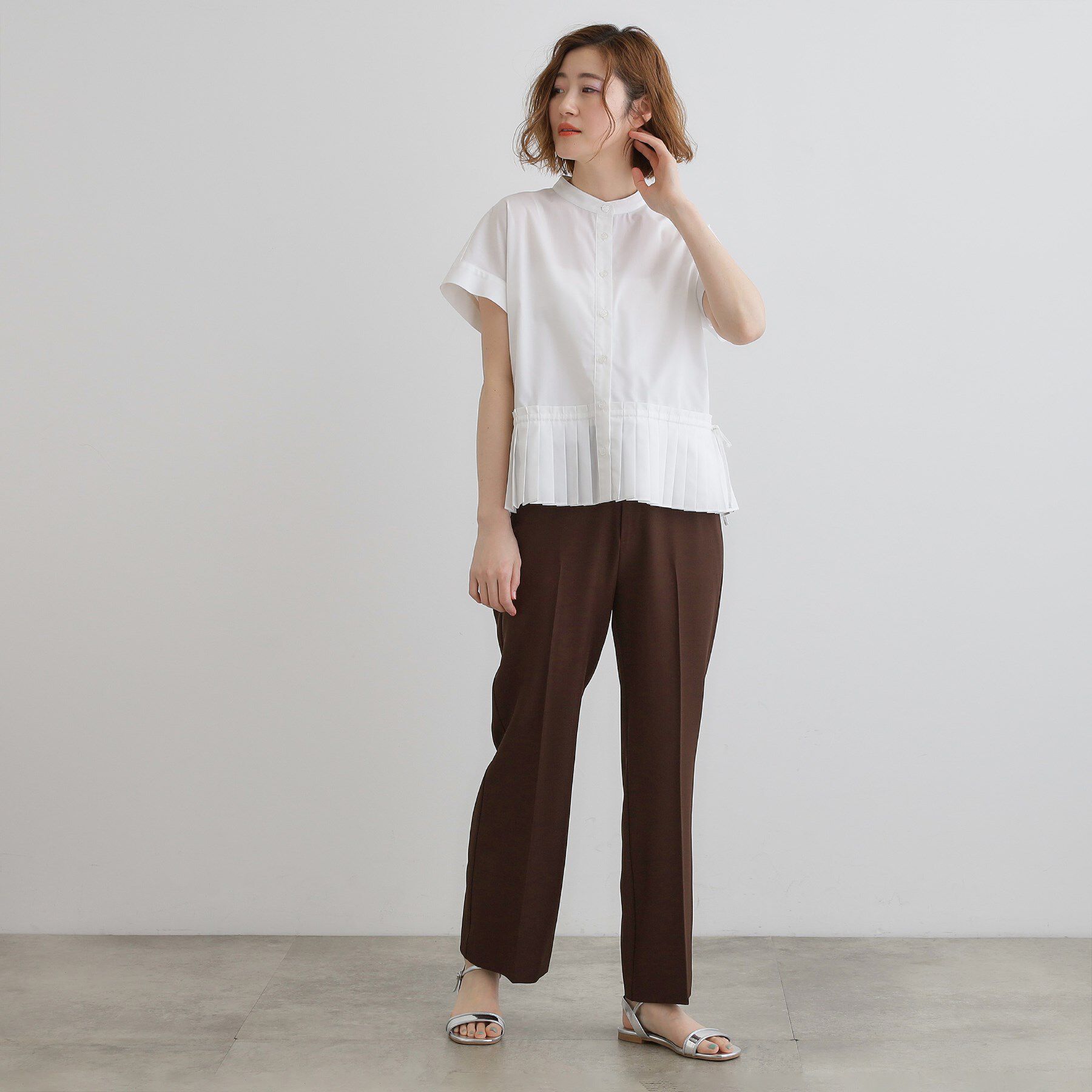 grove「キレイに見えて嬉しい 裾プリーツシャツ」|シャツ・ブラウス|