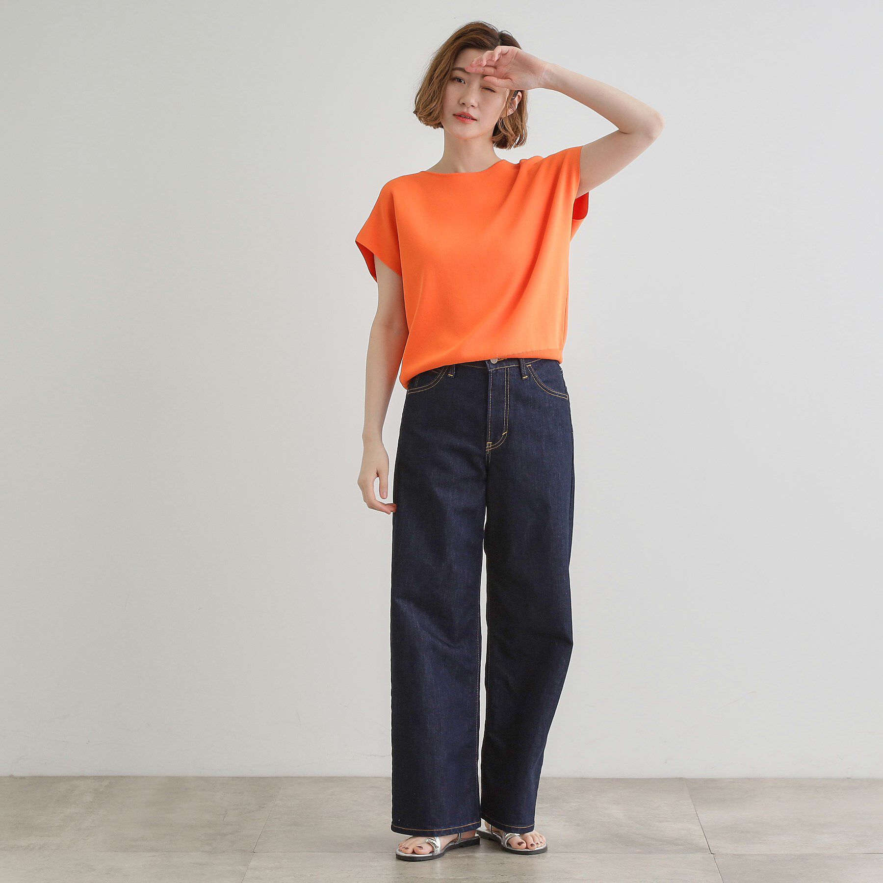 grove「【嬉しい機能付き】やわらかドライタッチフレンチスリーブニット」|ニット・セーター|