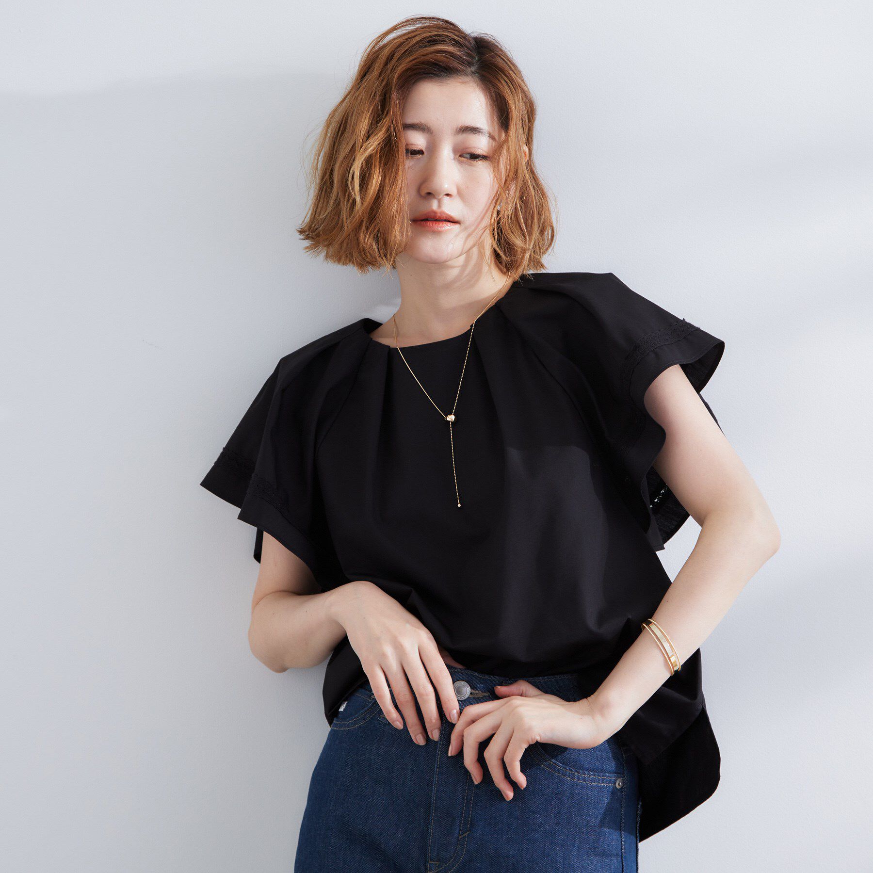 grove「【サスティナブル原料】涼し気フレアスリーブブラウス」|シャツ・ブラウス|