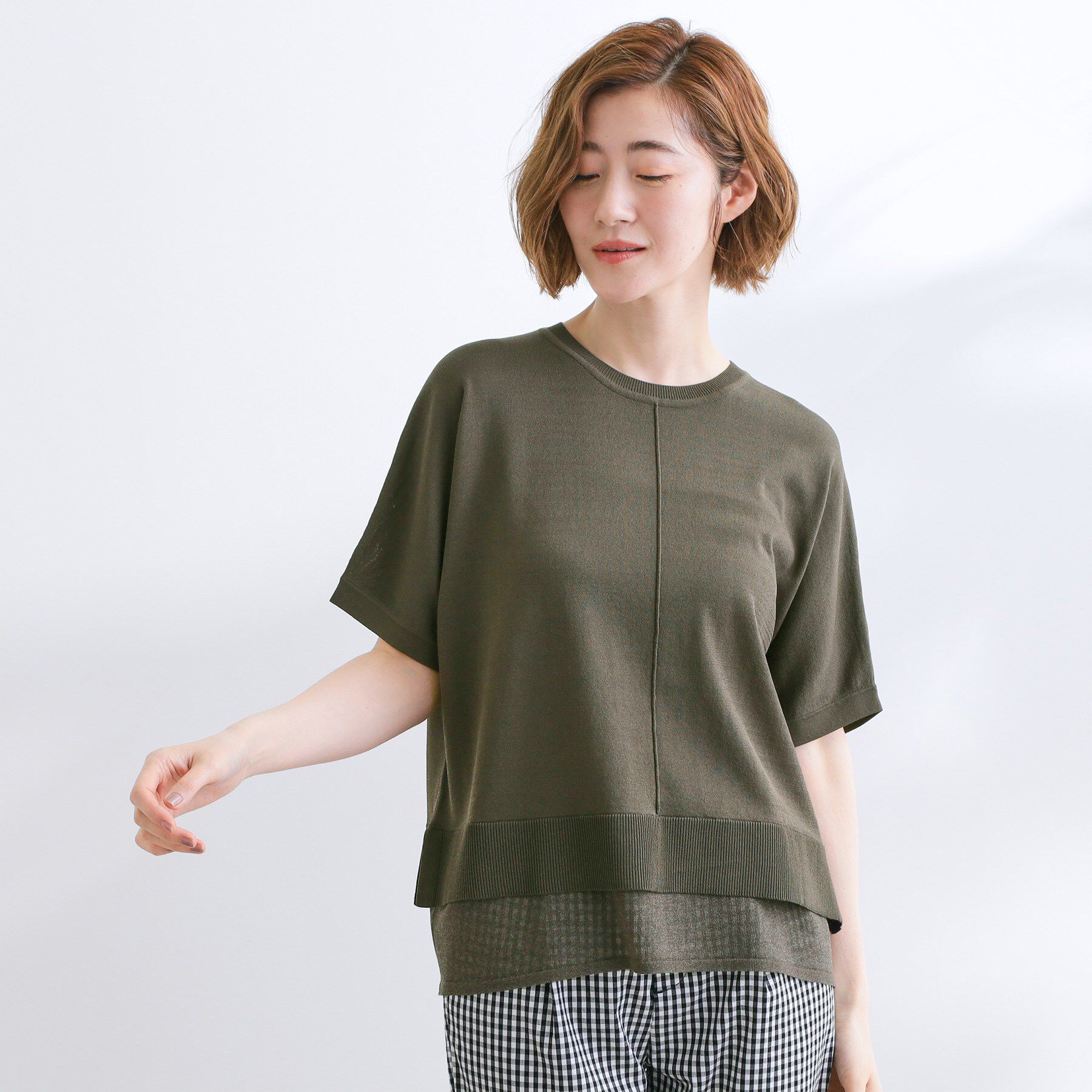 grove「【夏に嬉しい機能付き】やわらかドライタッチレイヤードライクニット」|ニット・セーター|