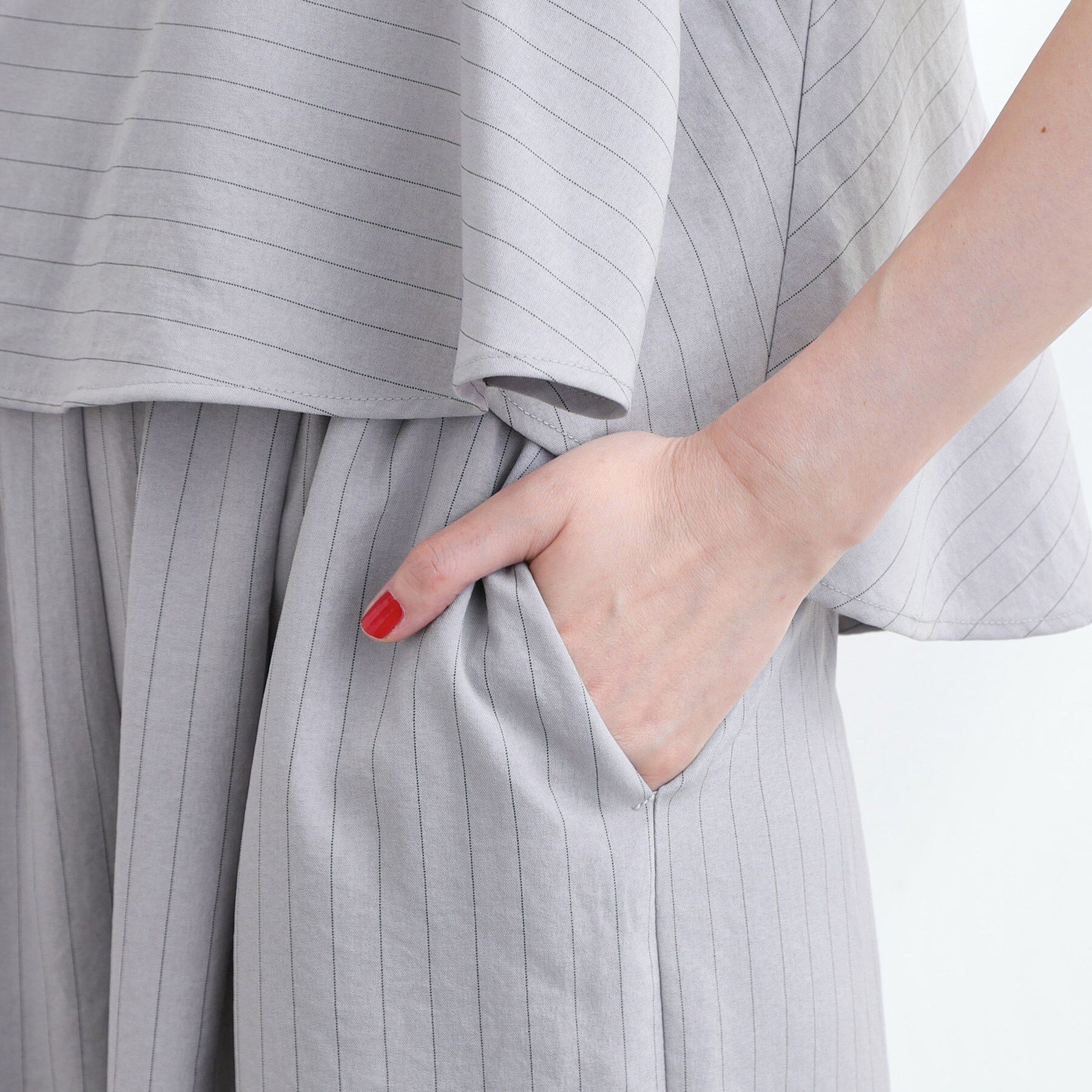 grove「1枚でお洒落見え ストライプドッキングサロペット」|オールインワン|