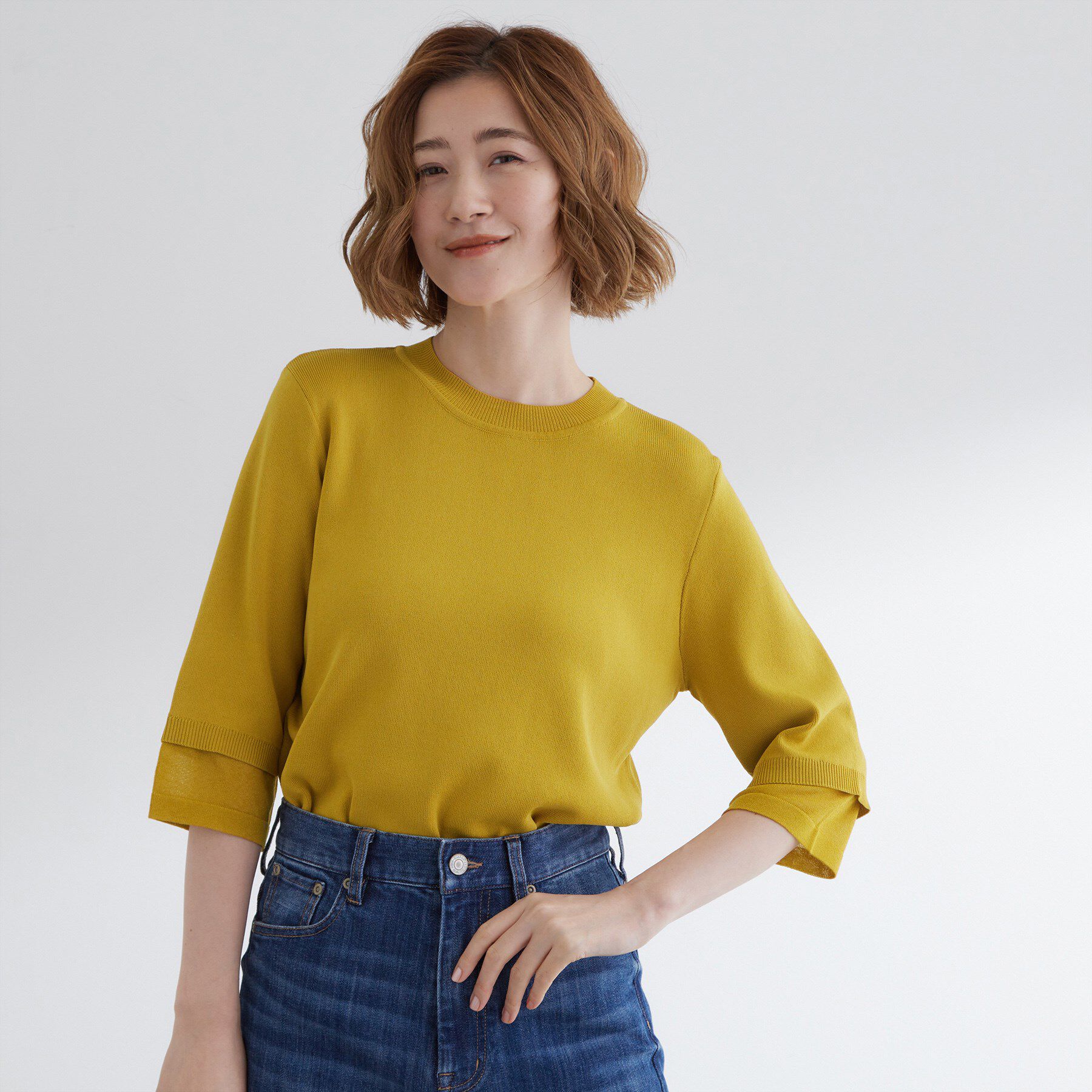 grove「【ひんやり多機能】やわらかドライタッチ 袖口シアードッキングプルオーバー」|ニット・セーター|