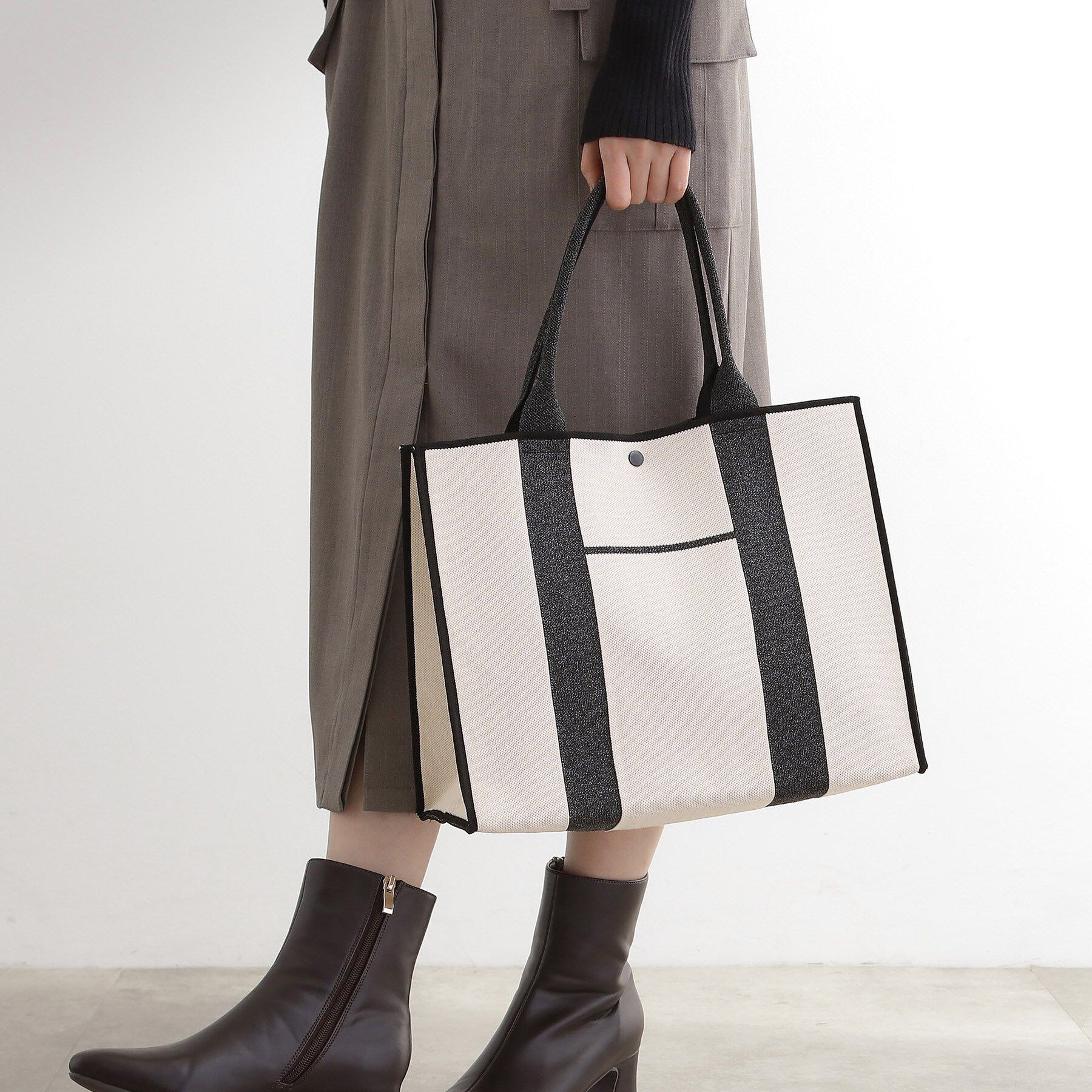 grove「アソートニットA4トート」|トートバッグ|ブラック(019)