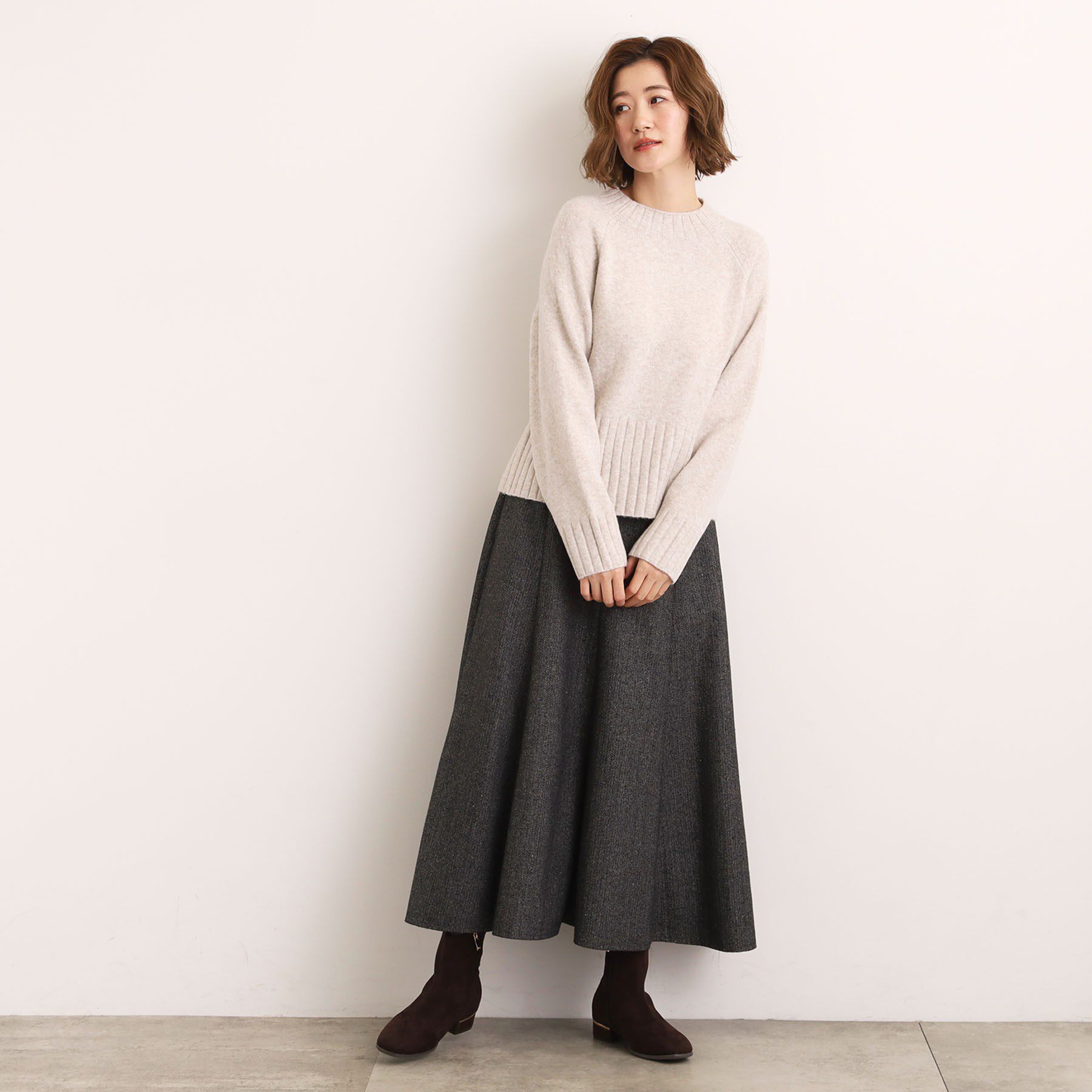 grove「【洗える】バックリブ切替ニット」|ニット・セーター|