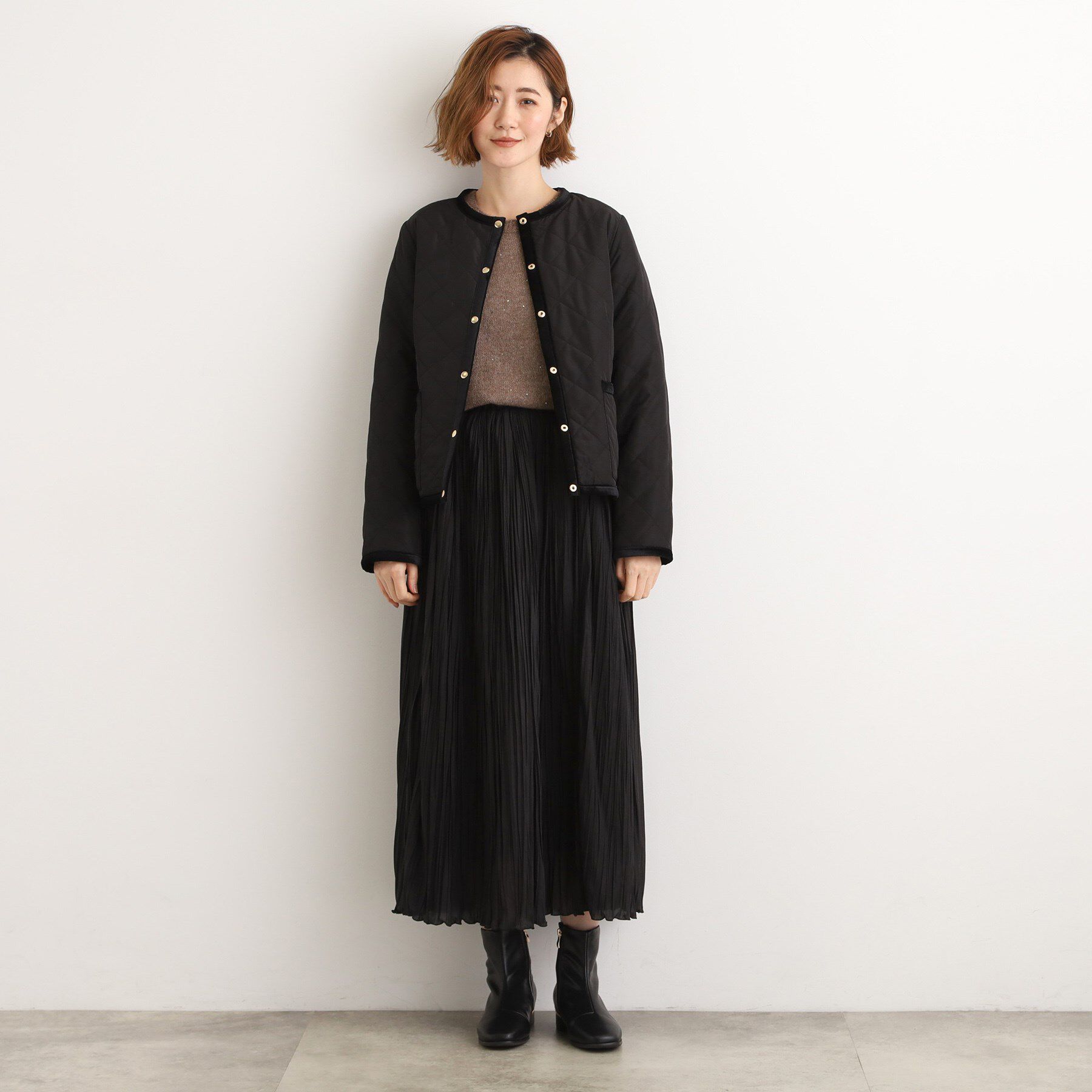 grove「【2WAY・リバーシブル】一枚でチェック柄も無地も！キルトジャケット」|ブルゾン・スタジャン|