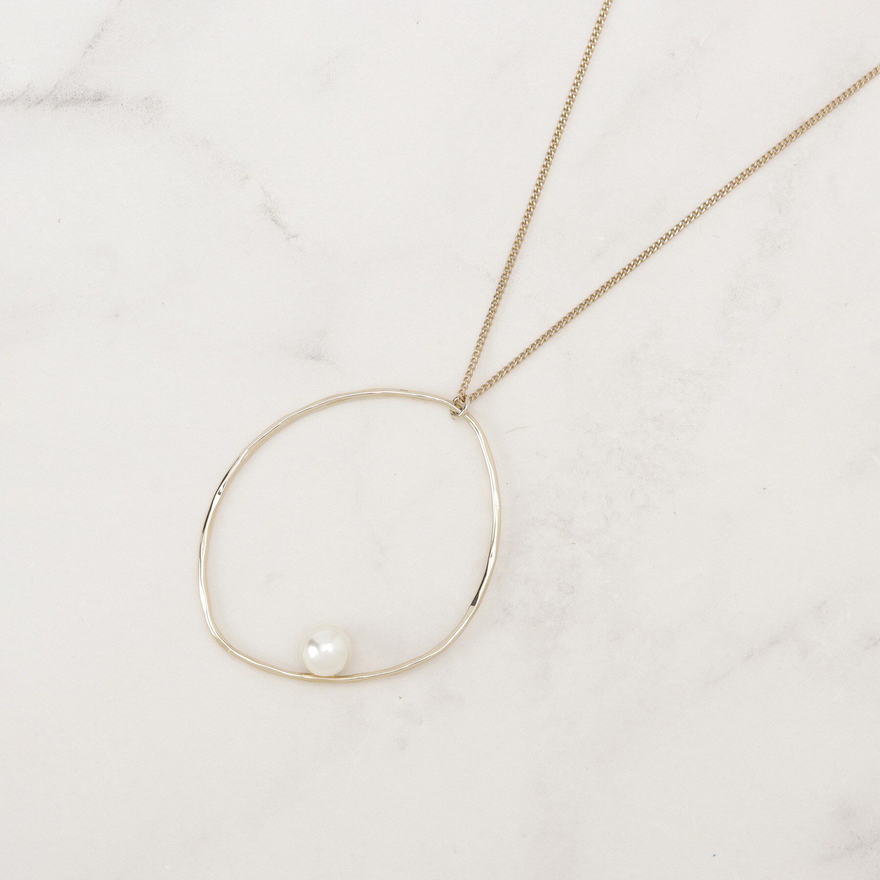 grove「メタルビッグリングフェイクパールネックレス」|ネックレス|ゴールド(007)