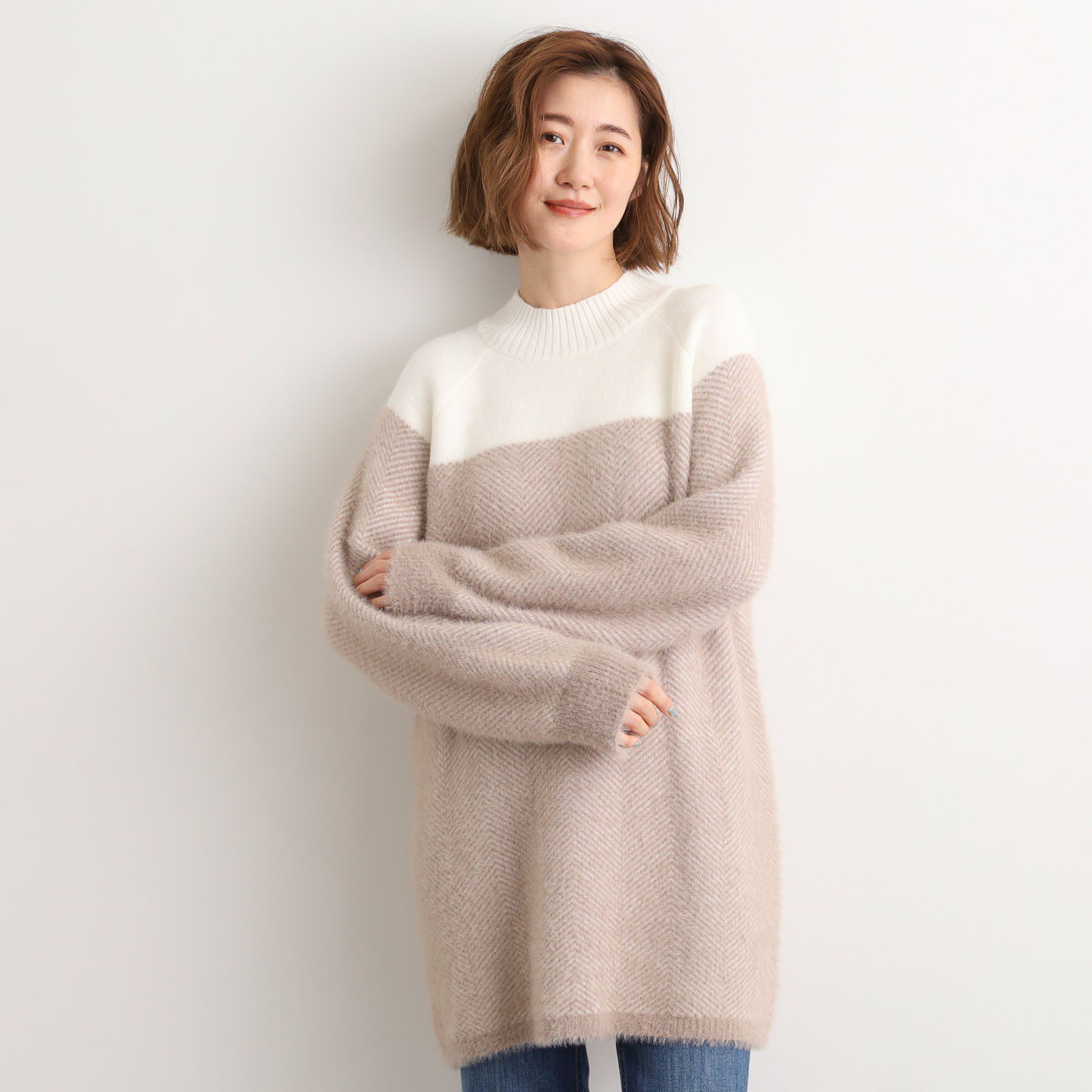 grove「ヘリンボーンジャカードチュニック」|ニット・セーター|