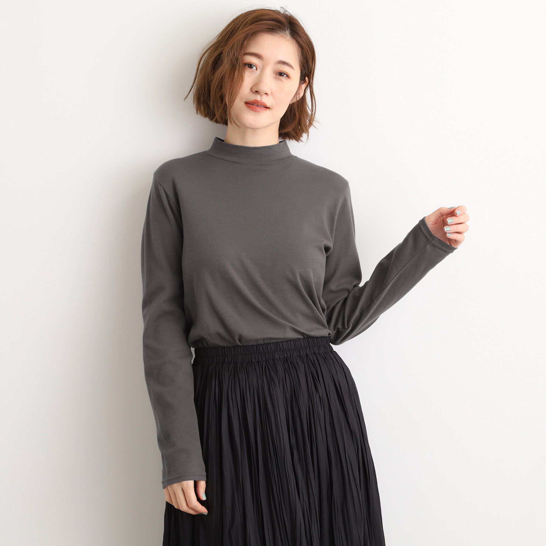 grove「【吸湿発熱】秋冬のレイヤードを格上げ　コットンハイネックプルオーバー」|Tシャツ・カットソー|