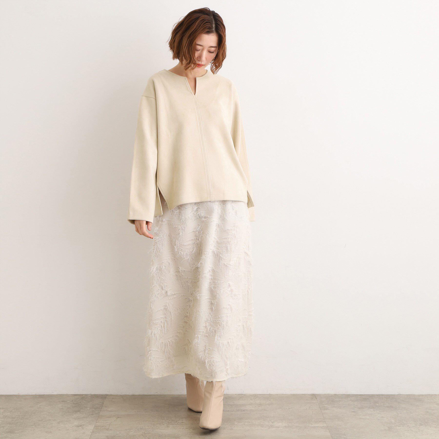 grove「スエード調キーネックプルオーバー」|Tシャツ・カットソー|