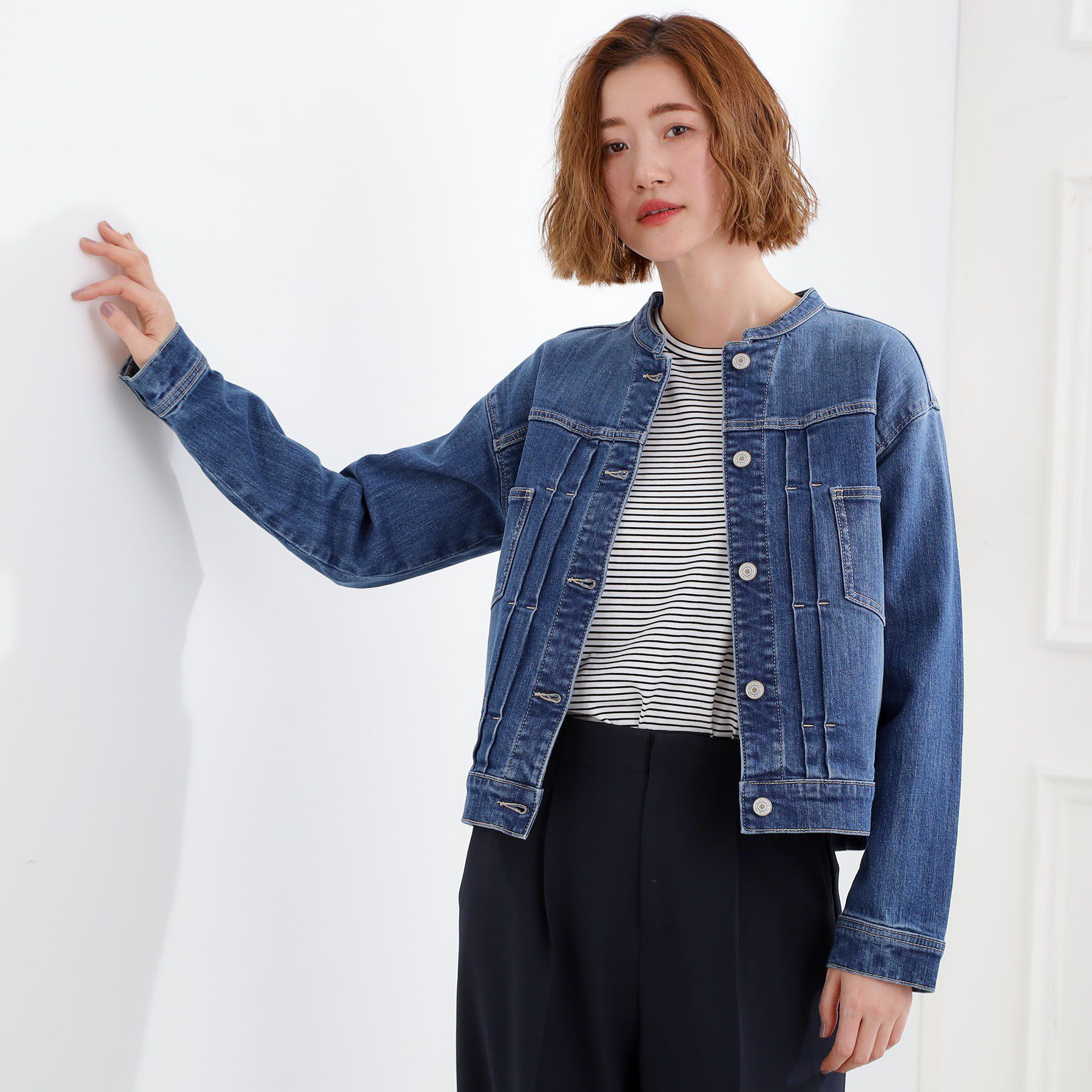 grove「ライトオンスストレッチデニムジャケット」|デニムジャケット|ブルー(093)