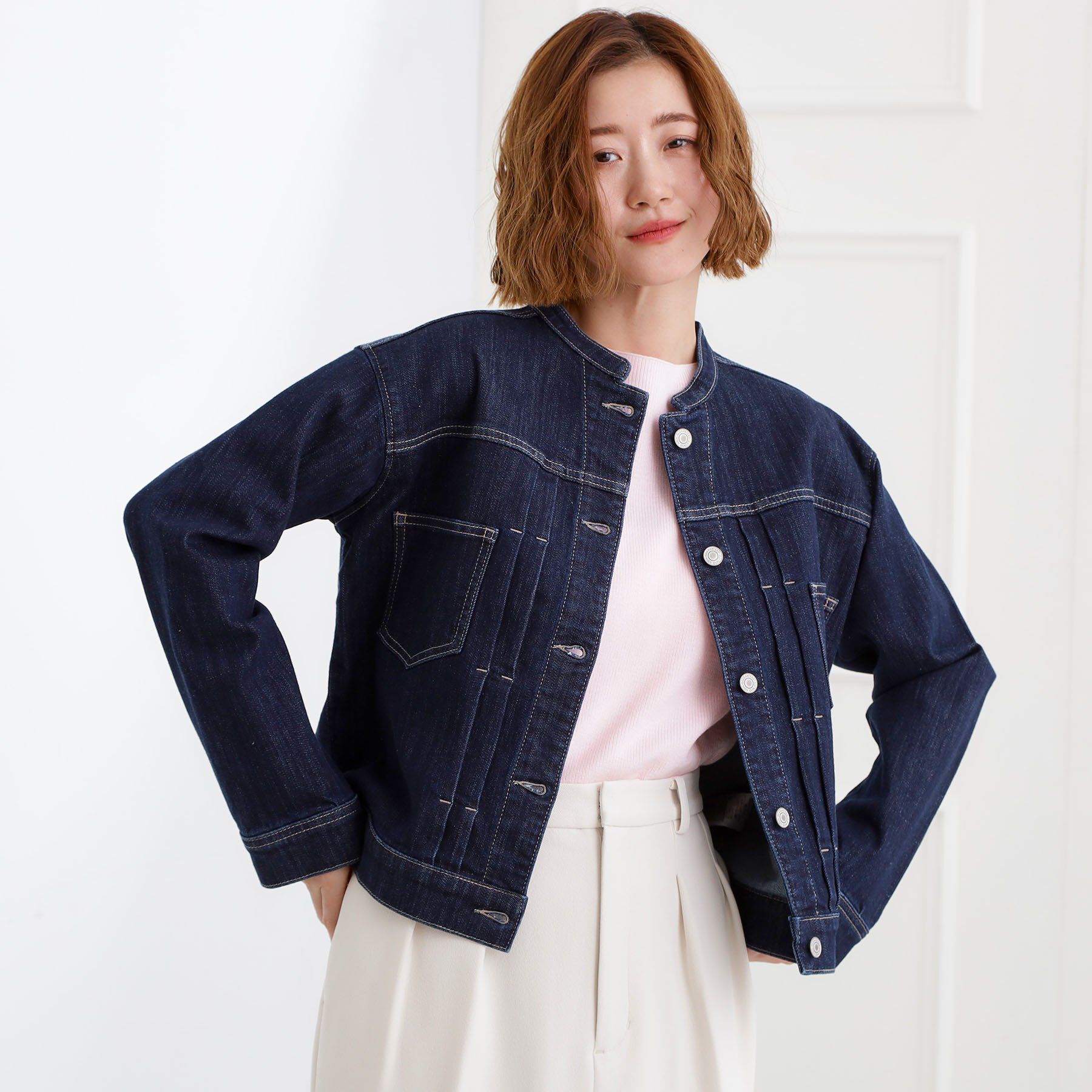 grove「ライトオンスストレッチデニムジャケット」|デニムジャケット|ネイビー(094)