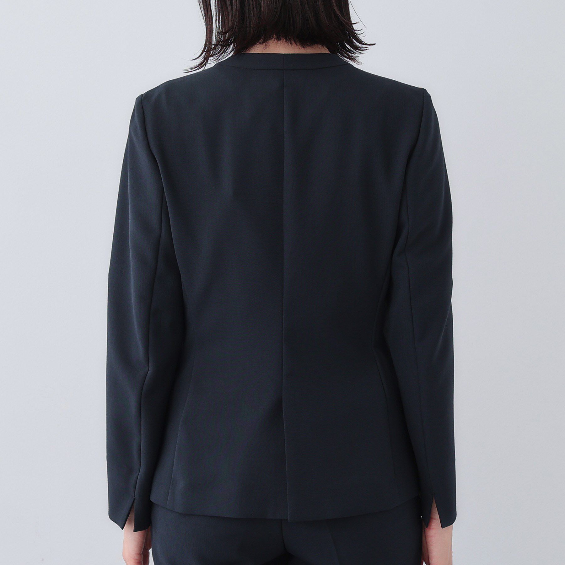 INDIVI「【定番スーツ／UVケア／洗える】ウール調ノーカラージャケット」|スーツ|