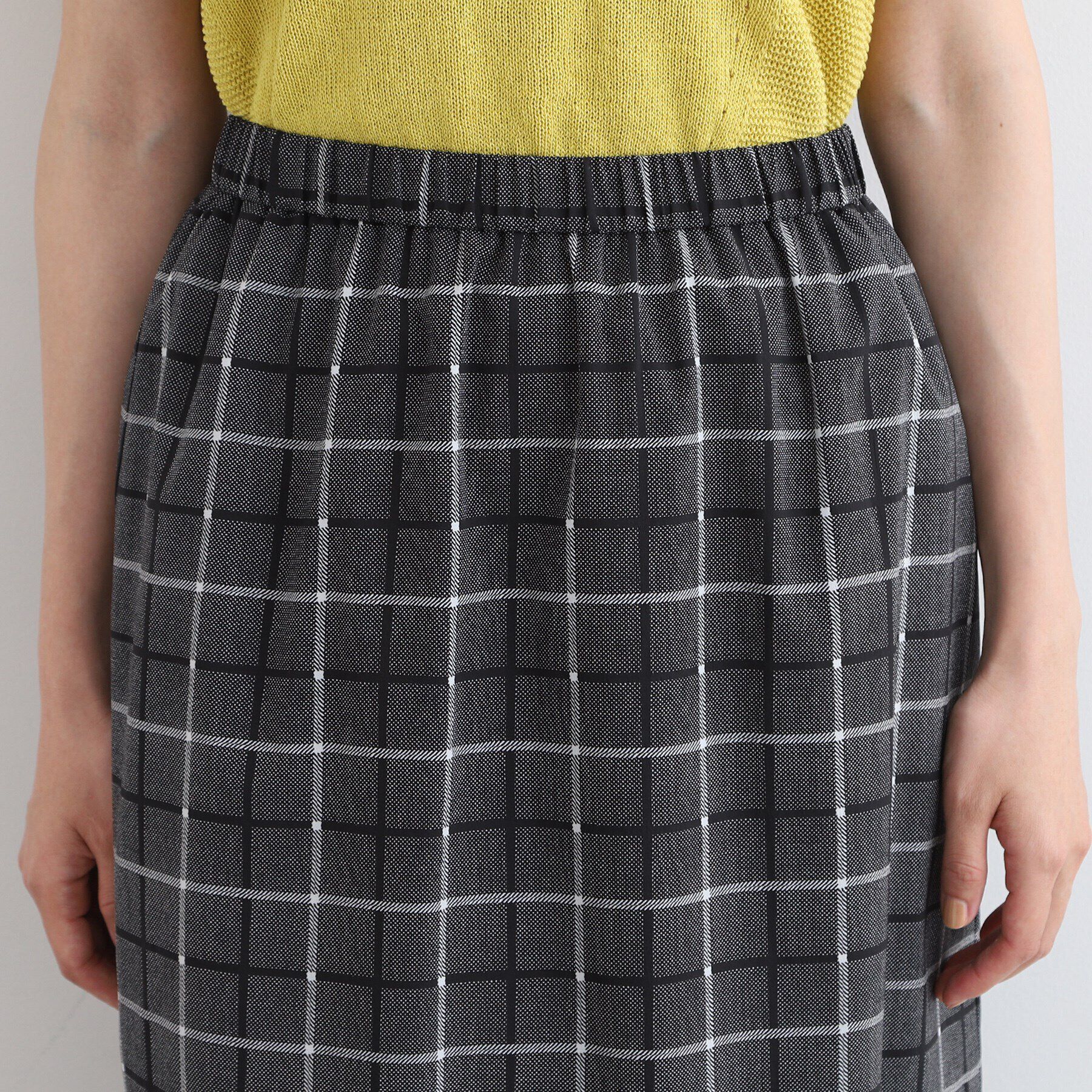 INDIVI「【洗える／SETUP可能／超軽量】チェック柄Iラインスカート」|スカート|