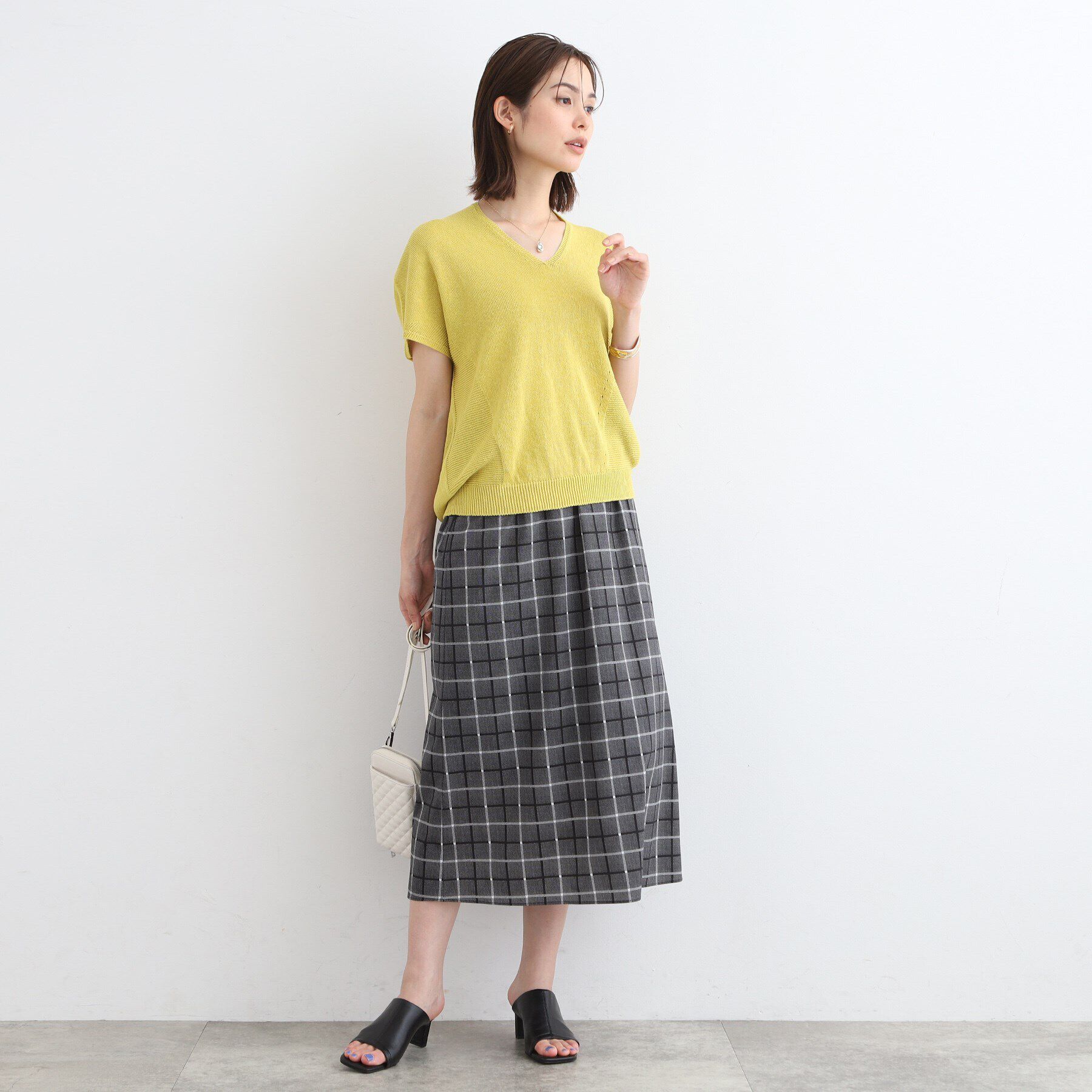 INDIVI「【洗える／SETUP可能／超軽量】チェック柄Iラインスカート」|スカート|