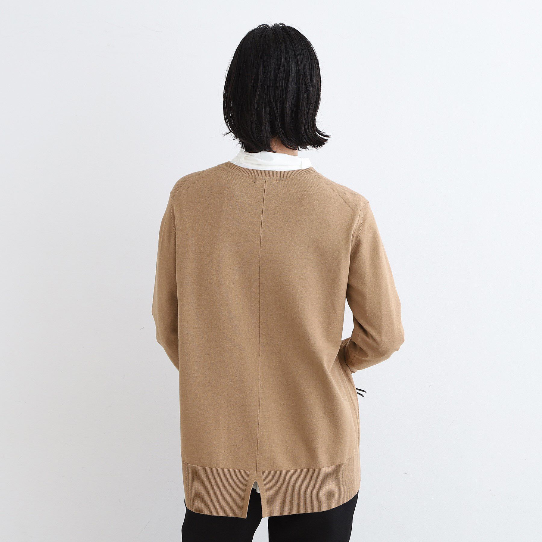 INDIVI「【洗える】Vネックチュニックニット」|ニット・セーター|