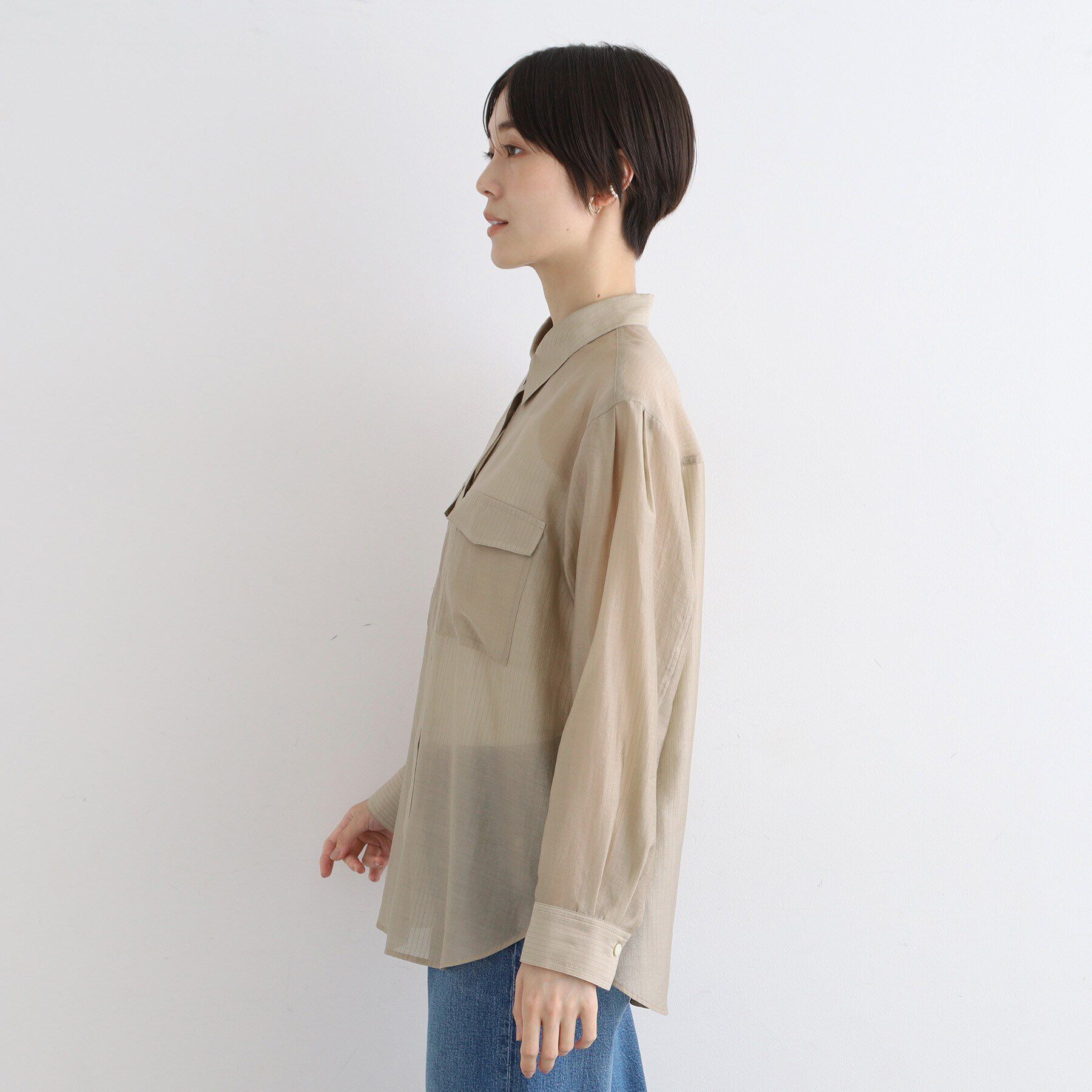 INDIVI「【洗える／シアー】モードストライプブラウス」|シャツ・ブラウス|