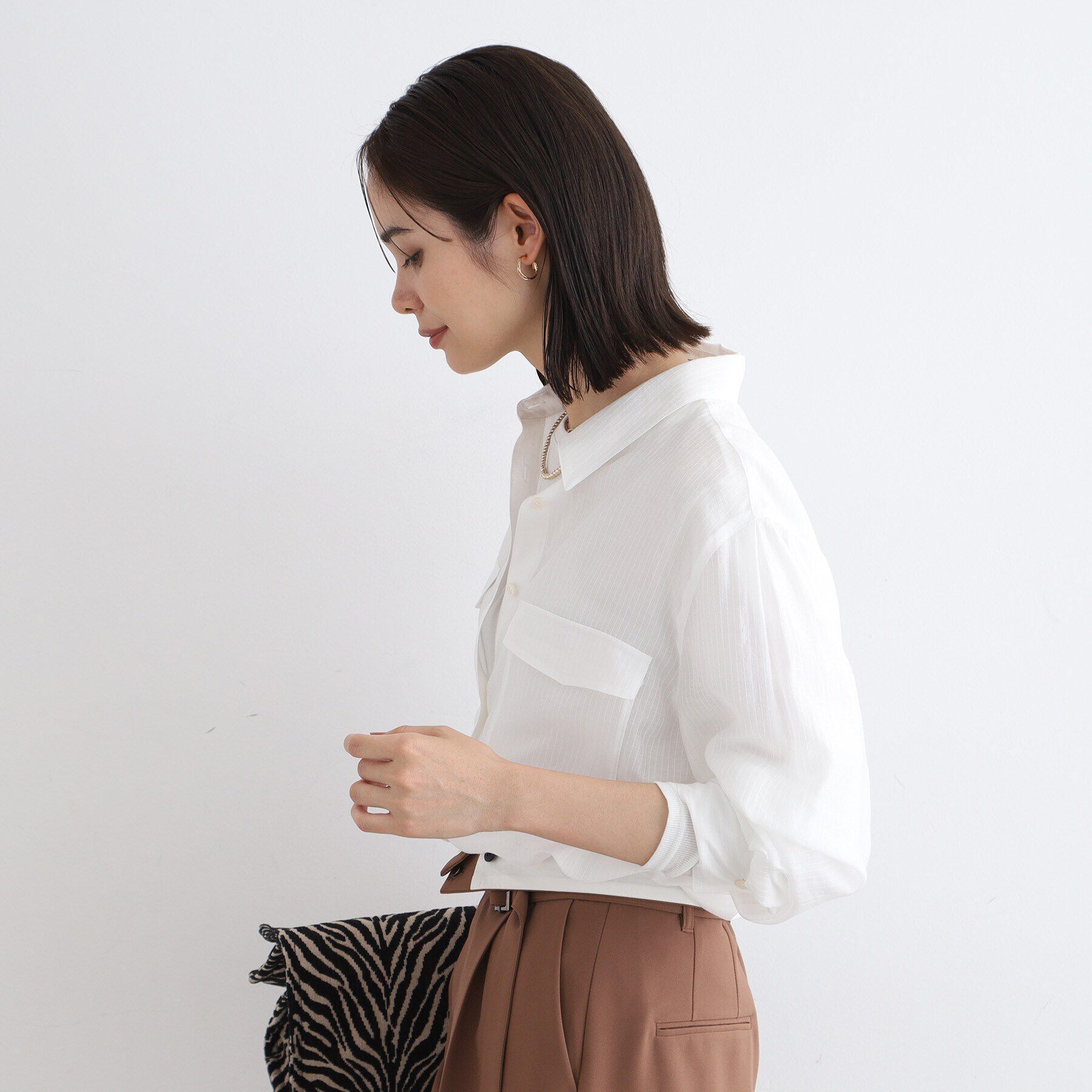 INDIVI「【洗える／シアー】モードストライプブラウス」|シャツ・ブラウス|