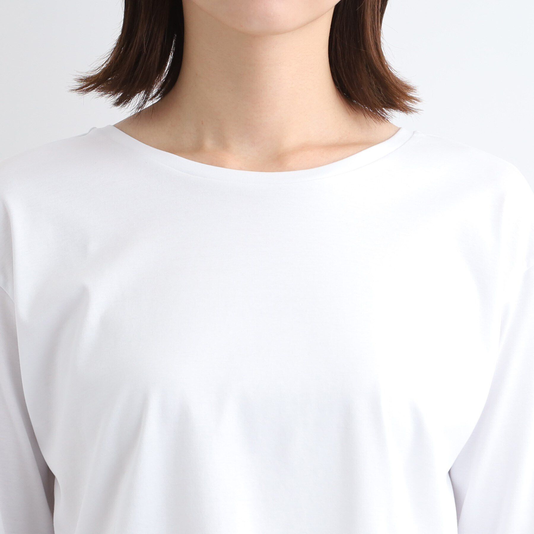 INDIVI「【洗える】透かしストライプコンビトップス」|Tシャツ・カットソー|