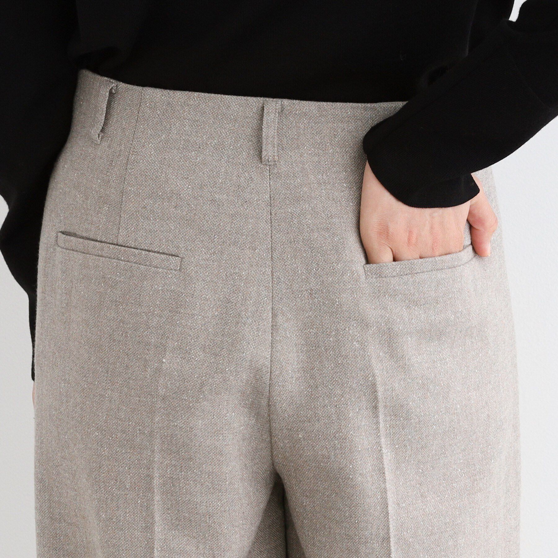 INDIVI「【ウール混】ネップヘリンボーン ワイドパンツ」|その他|