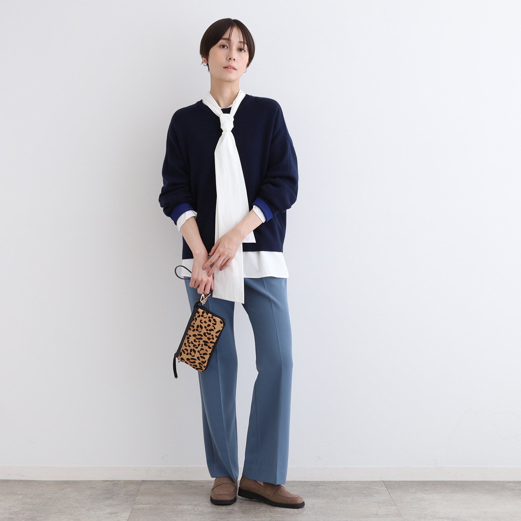 INDIVI「【ウール混／洗える】スウェットライク スムースニット」|ニット・セーター|