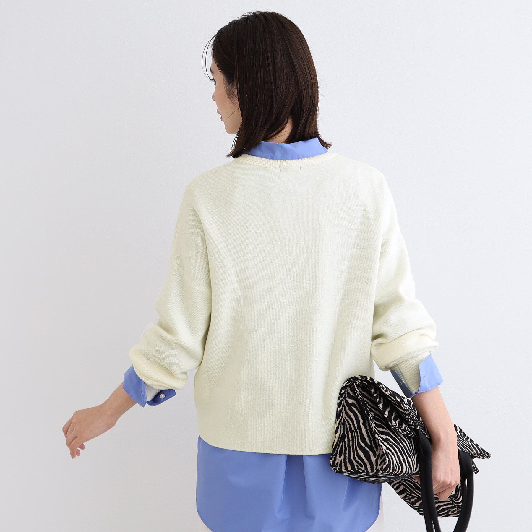 INDIVI「【ウール混／洗える】スウェットライク スムースニット」|ニット・セーター|