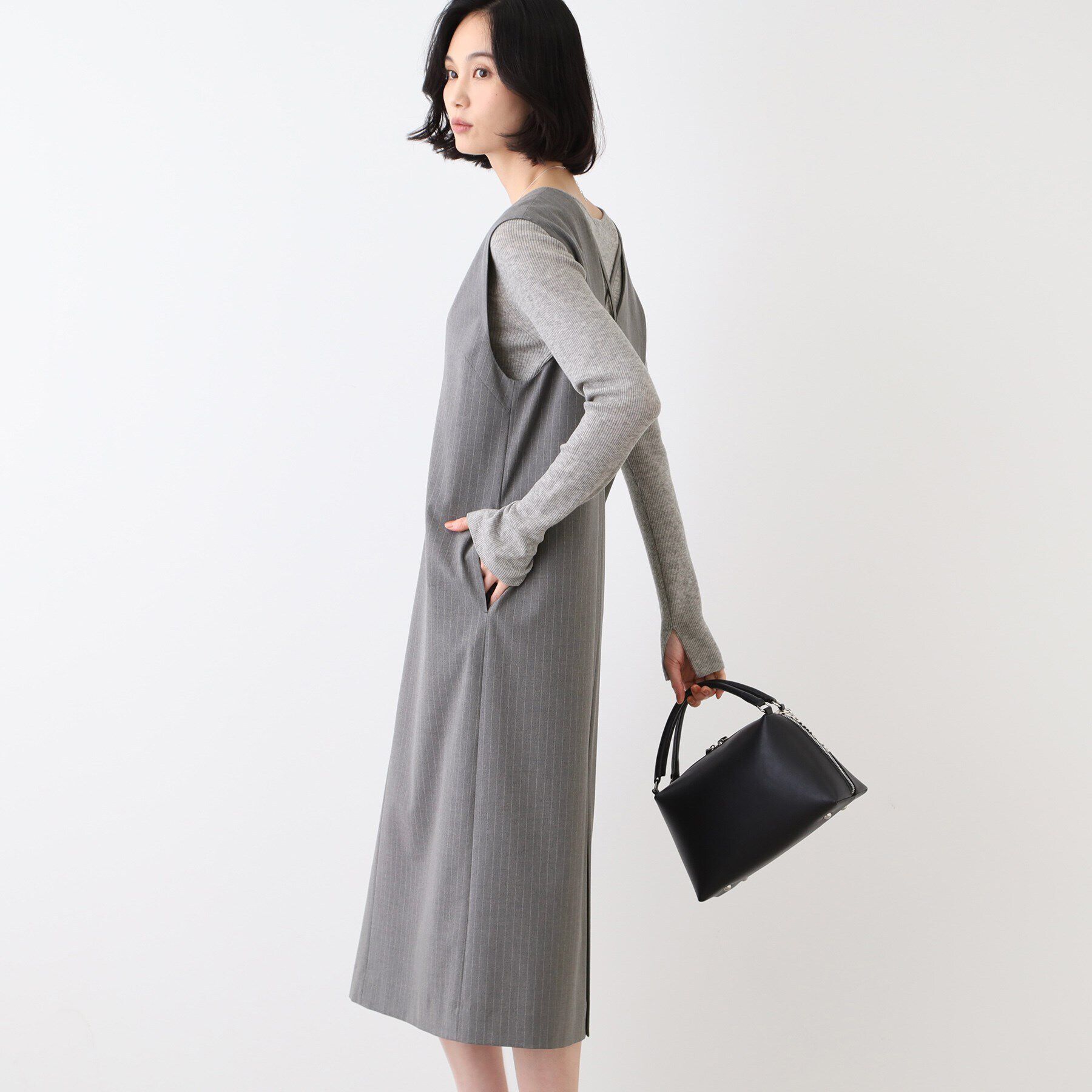 INDIVI「【洗える】ウールライクジャンパースカート」|ワンピース|
