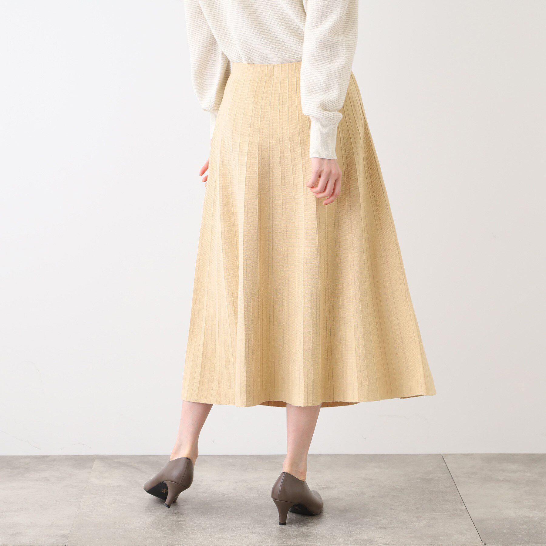 INDIVI「【洗える/SETUP可能】ストライプ柄プリーツニットスカート」|スカート|