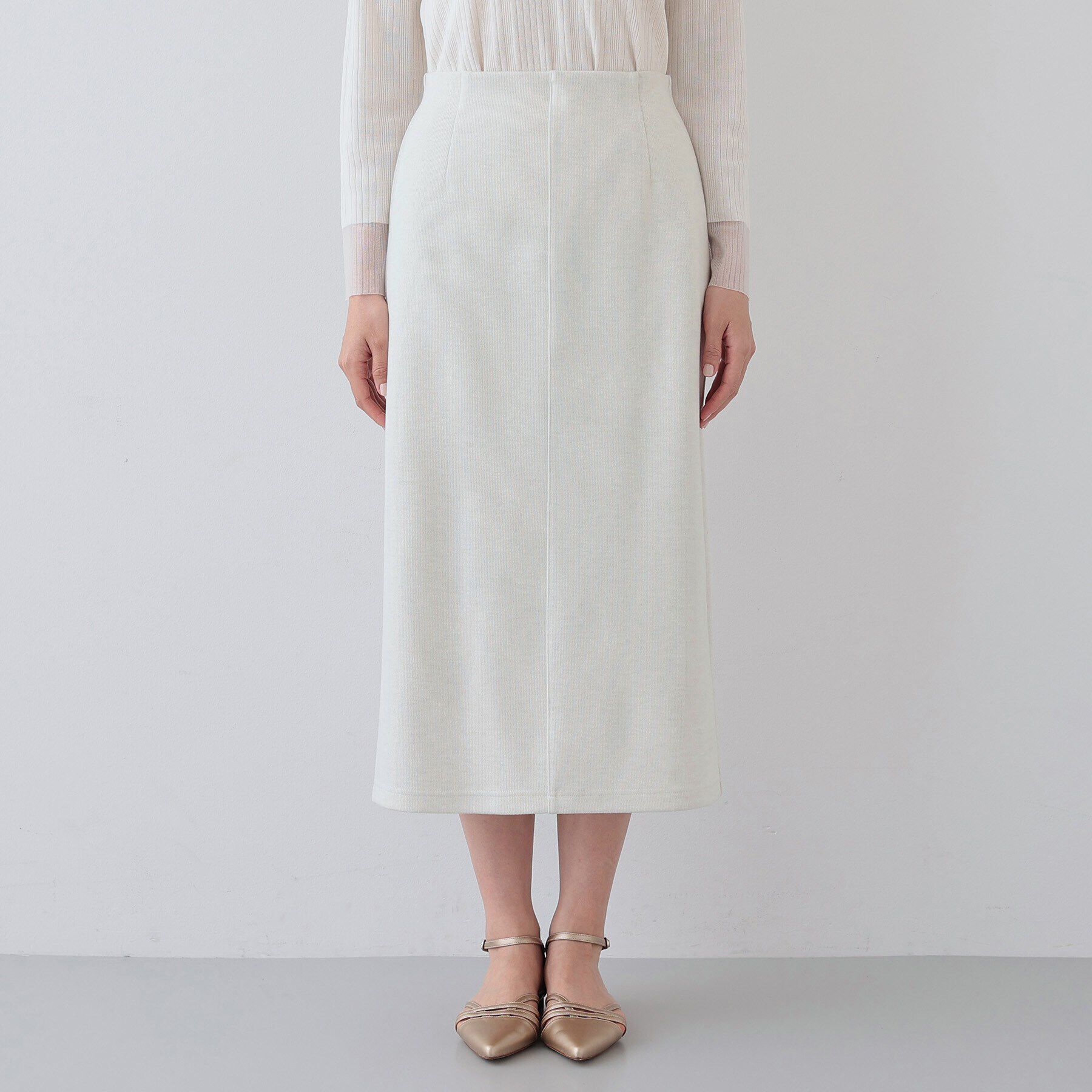 INDIVI「【洗える／UVケア／SETUP可能】メランジ調ニットライクIラインスカート」|スカート|