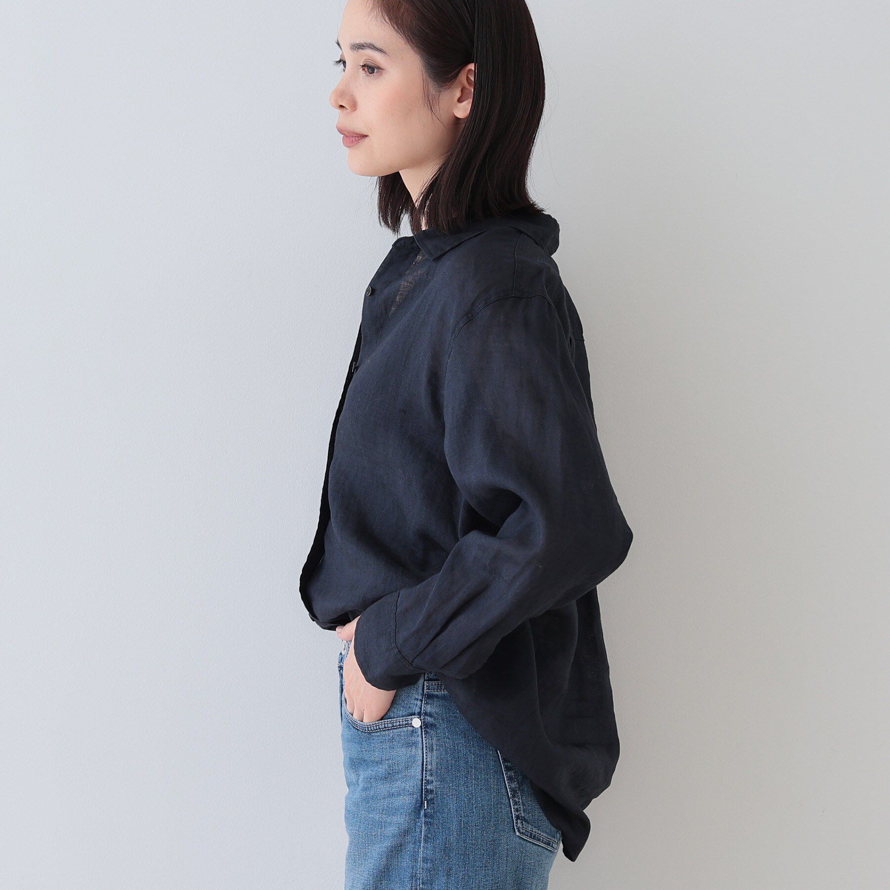 INDIVI「【毎年人気！／フレンチリネン】ベーシックシャツ」|シャツ・ブラウス|