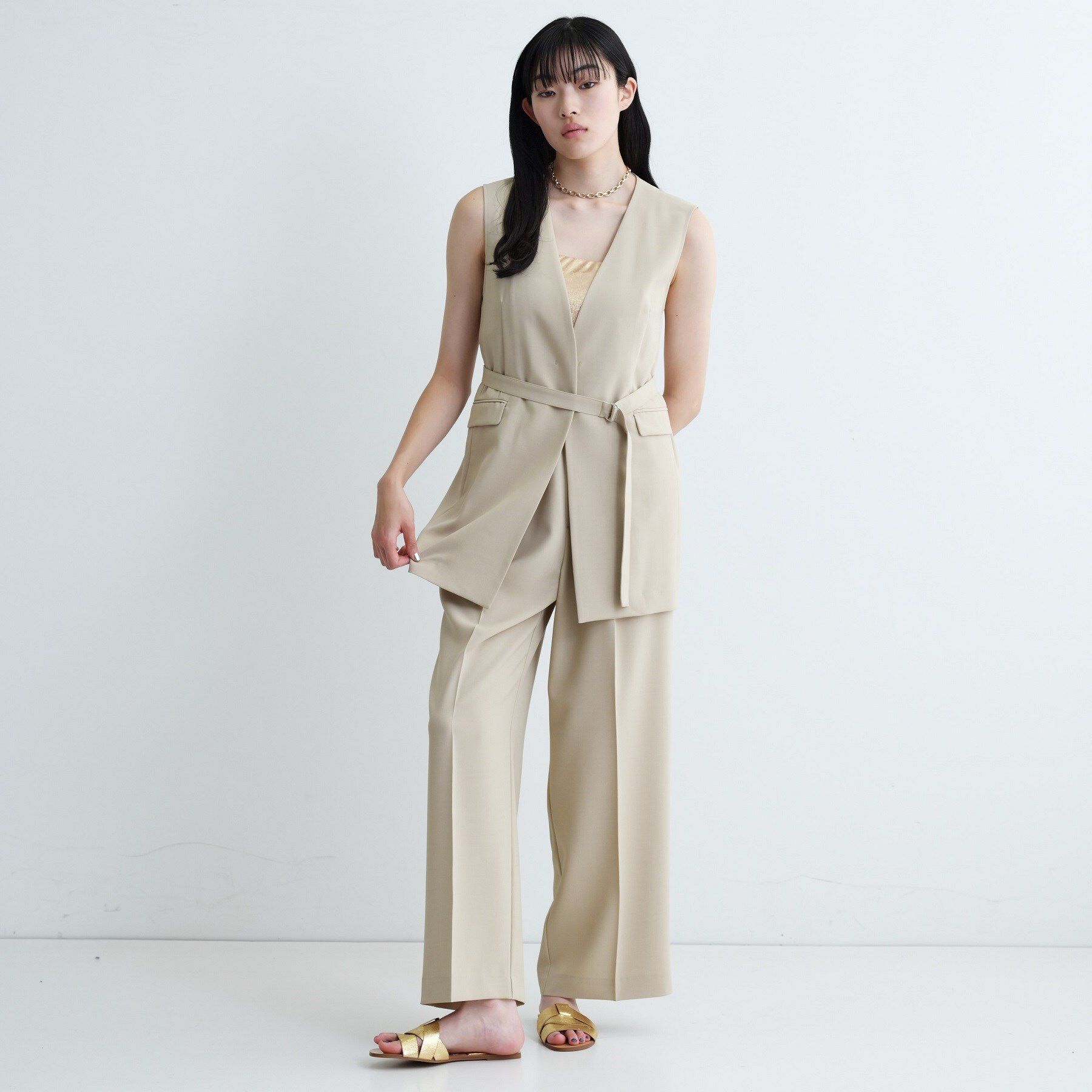 GALLEST「【セットアップ可】ナローベルテッドジレ【カセット服/オケージョン/通勤】」|ベスト・ジレ|