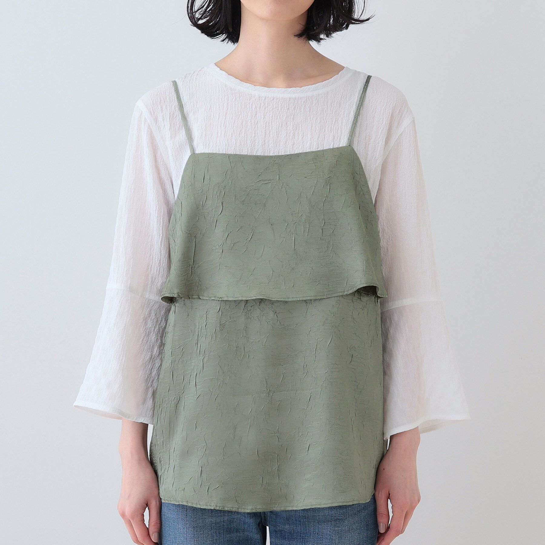 INDIVI「【2点セット／洗える】カセット服 キャミ＆ブラウス セットトップス」|その他|