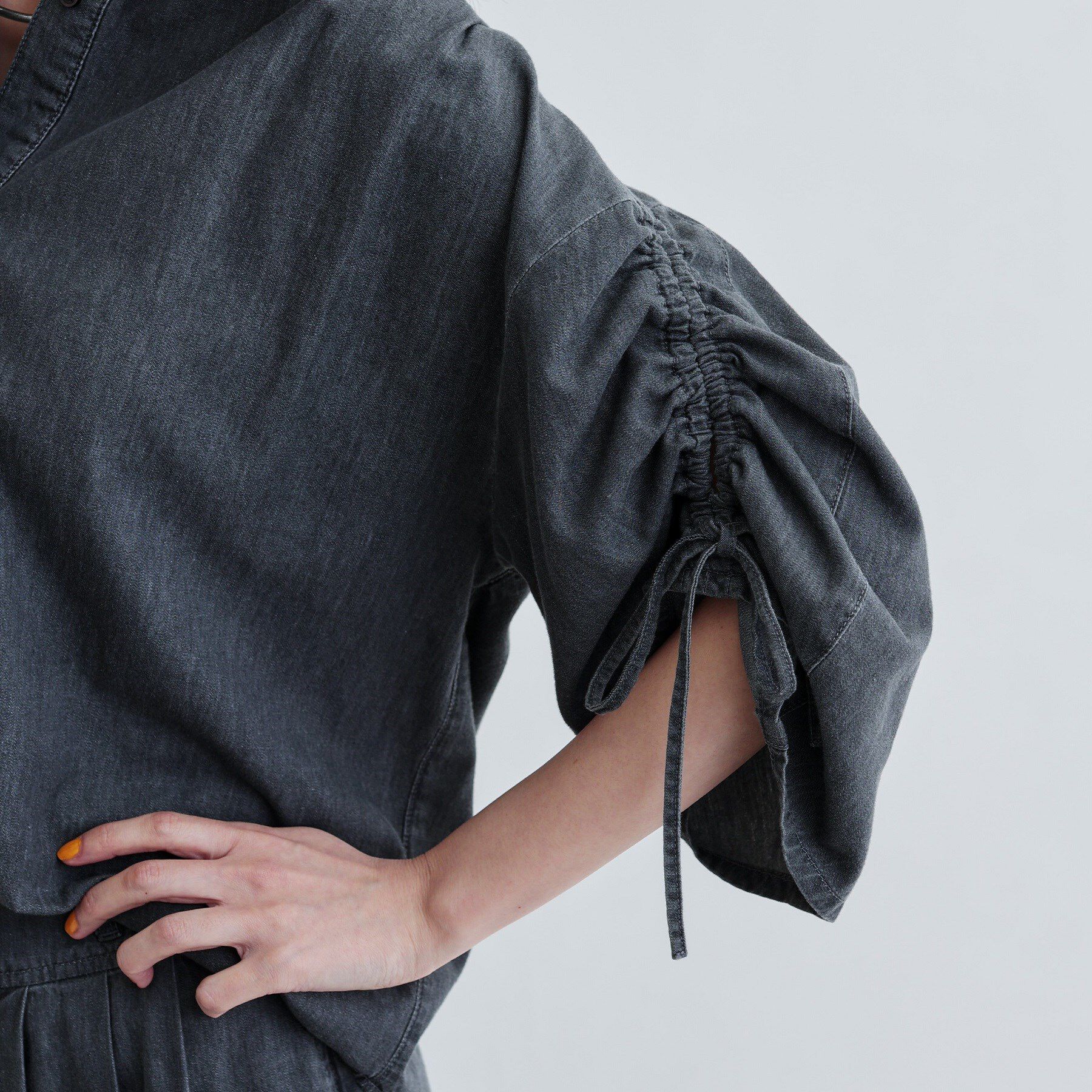 GALLEST「【セットアップ可能】シャーリングスリーブダンガリーシャツ」|シャツ・ブラウス|