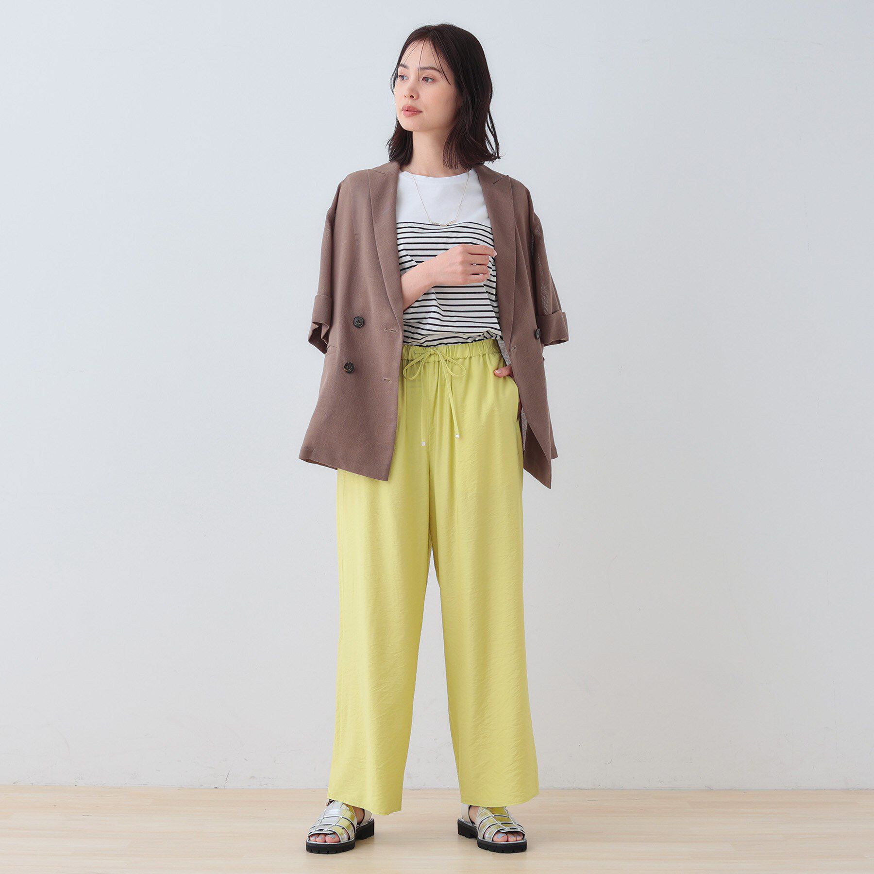 INDIVI「【洗える／UVケア／SETUP可能】ドロストワイドパンツ」|その他|