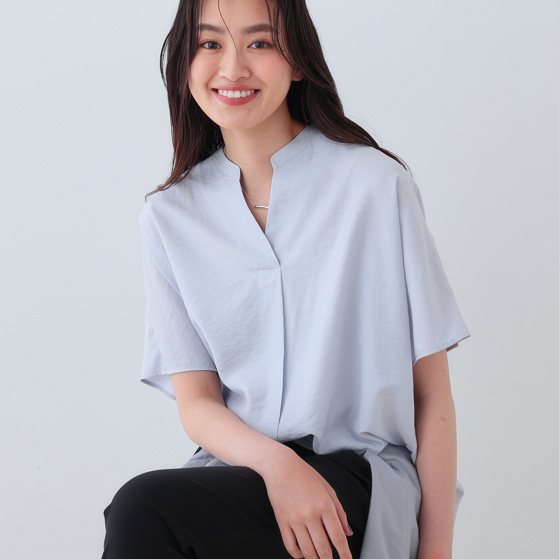 INDIVI「【洗える／UVケア／SETUP可能】スキッパードルマンブラウス」|シャツ・ブラウス|