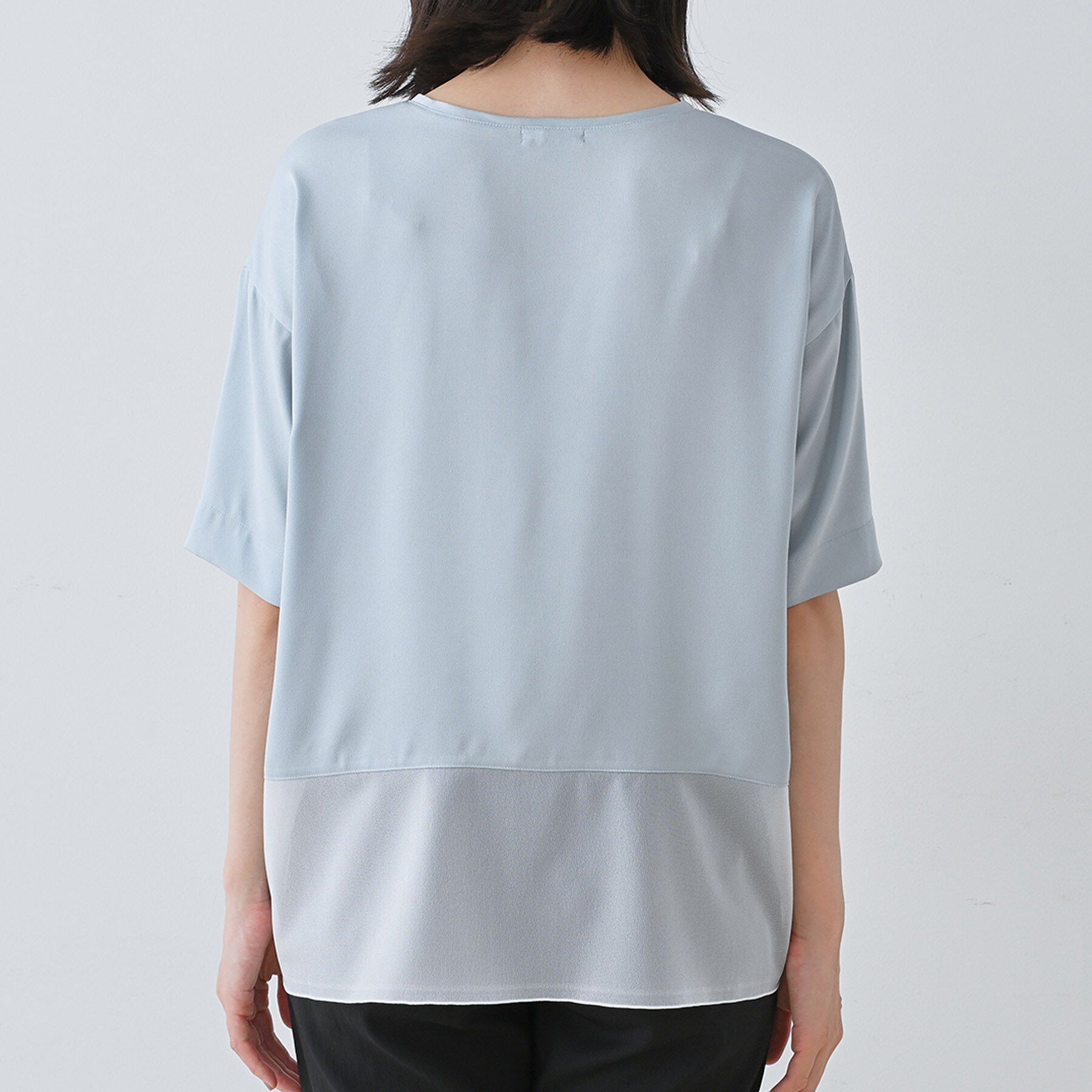 INDIVI「【洗える】裾シアー半袖トップス」|Tシャツ・カットソー|