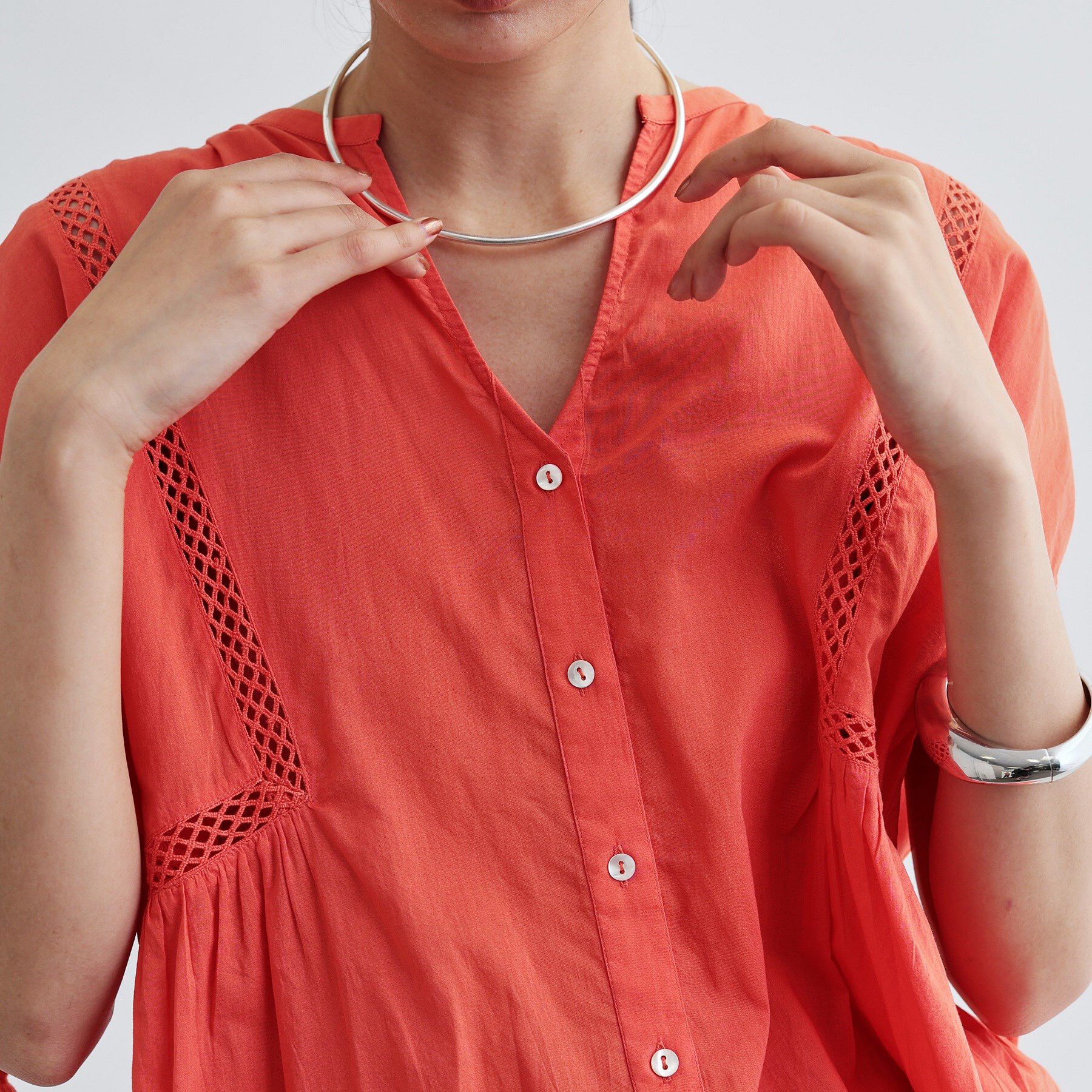 GALLEST「シャーリングスリーブコットンブラウス」|シャツ・ブラウス|