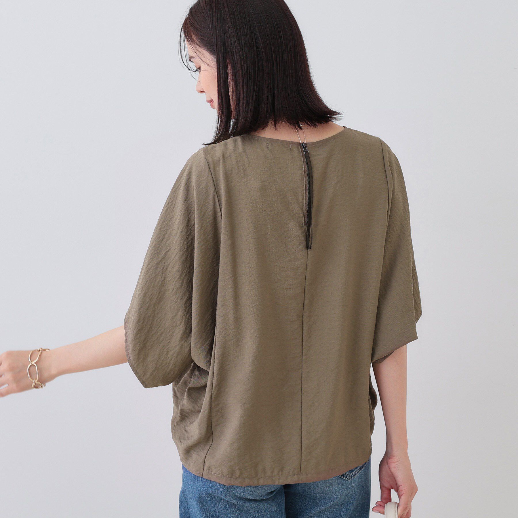 INDIVI「【洗える／5分袖／UVケア／SETUP可能】モモンガスリーブブラウス」|シャツ・ブラウス|