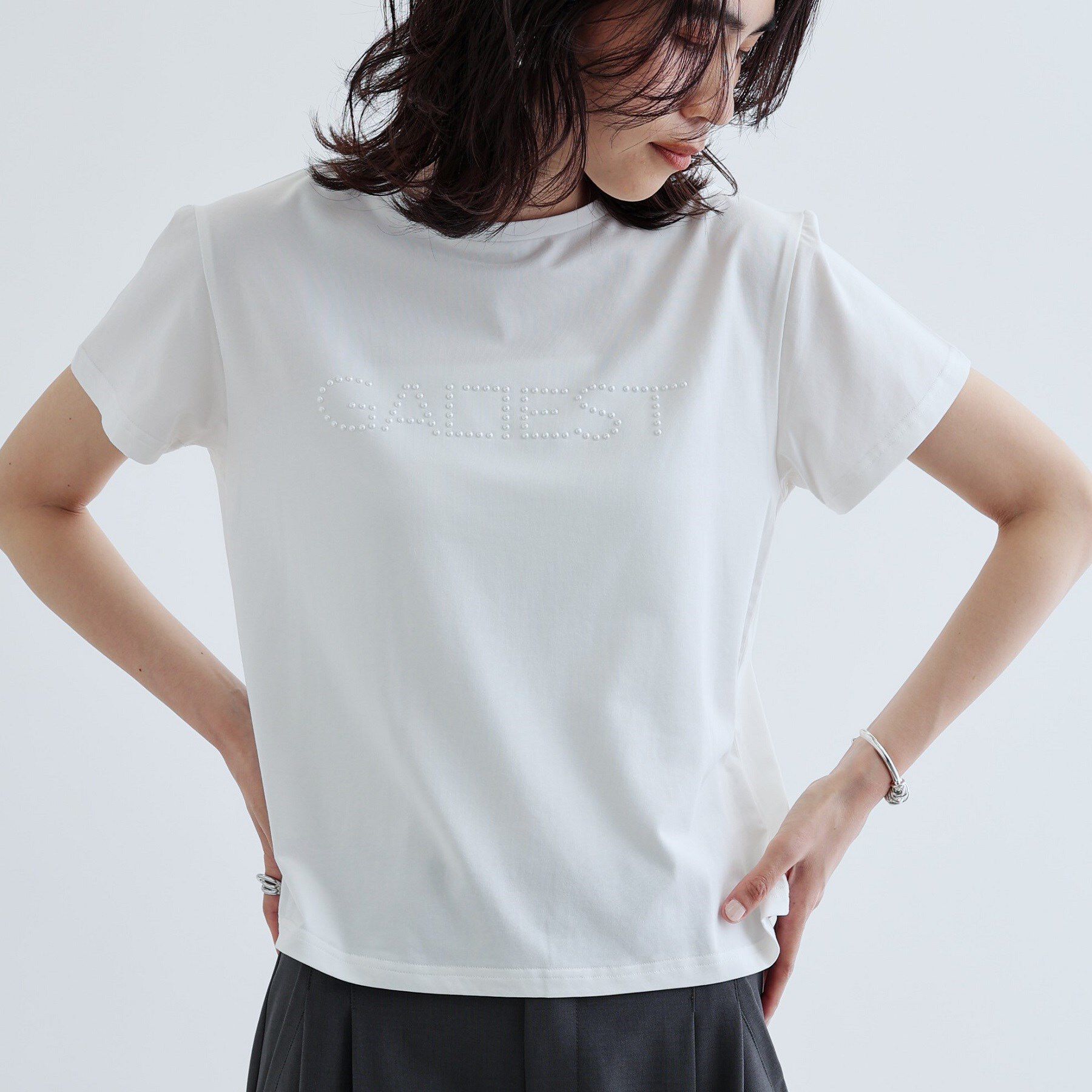 GALLEST「パール調ロゴTシャツ」|Tシャツ・カットソー|