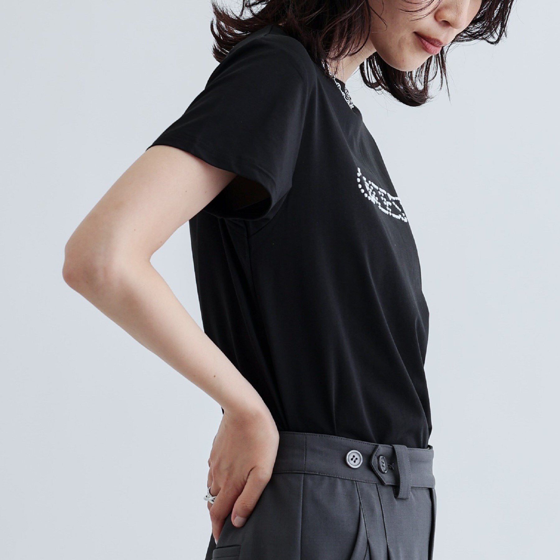 GALLEST「パール調ロゴTシャツ」|Tシャツ・カットソー|