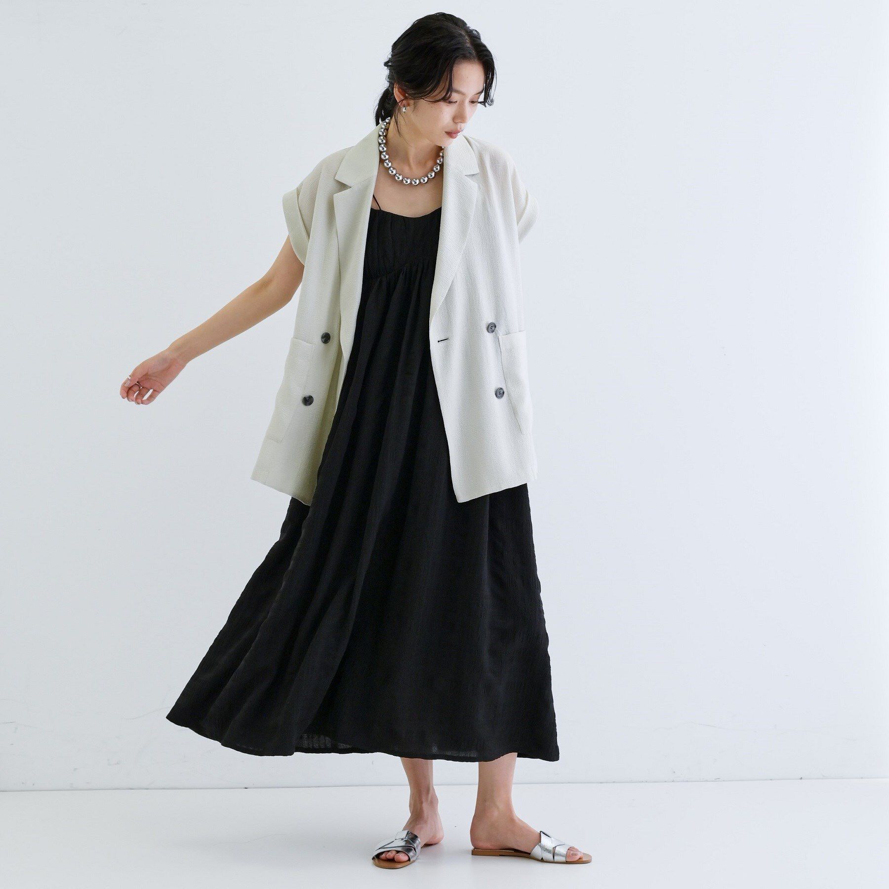 GALLEST「ワッシャー半袖シャツジャケット」|テーラードジャケット|