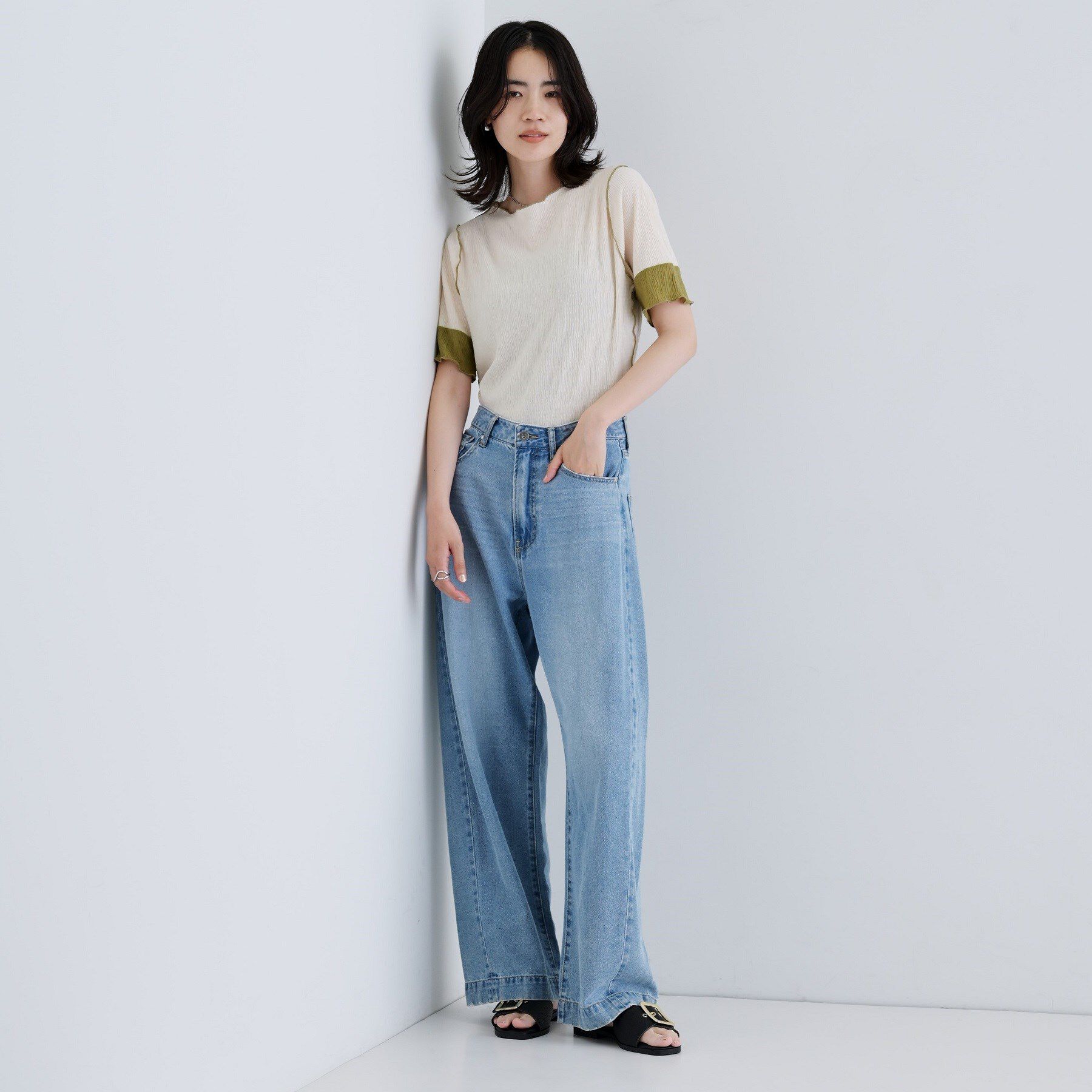 GALLEST「【一部店舗限定】バイカラープリーツカットソー」|Tシャツ・カットソー|